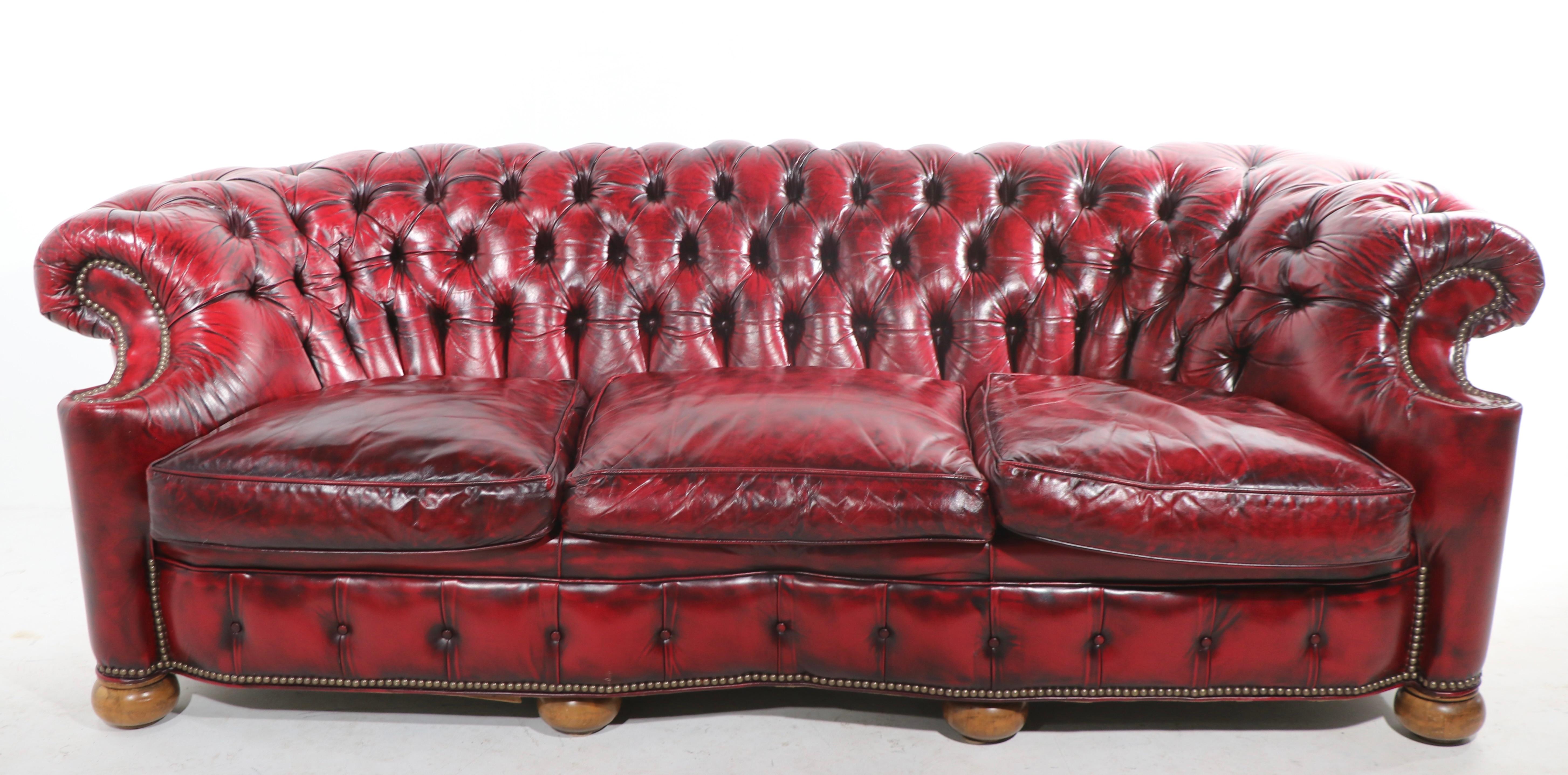 20th Century Pr. C Shape Tufted Leather Chesterfield Sofas