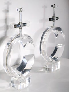 Pr. C Shaped Lucite Table Lamps by Hivo Van Tiel c 1970/1980’s