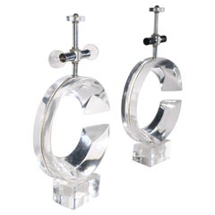 Pr. C Shaped Lucite Table Lamps by Hivo Van Tiel c 1970/1980’s