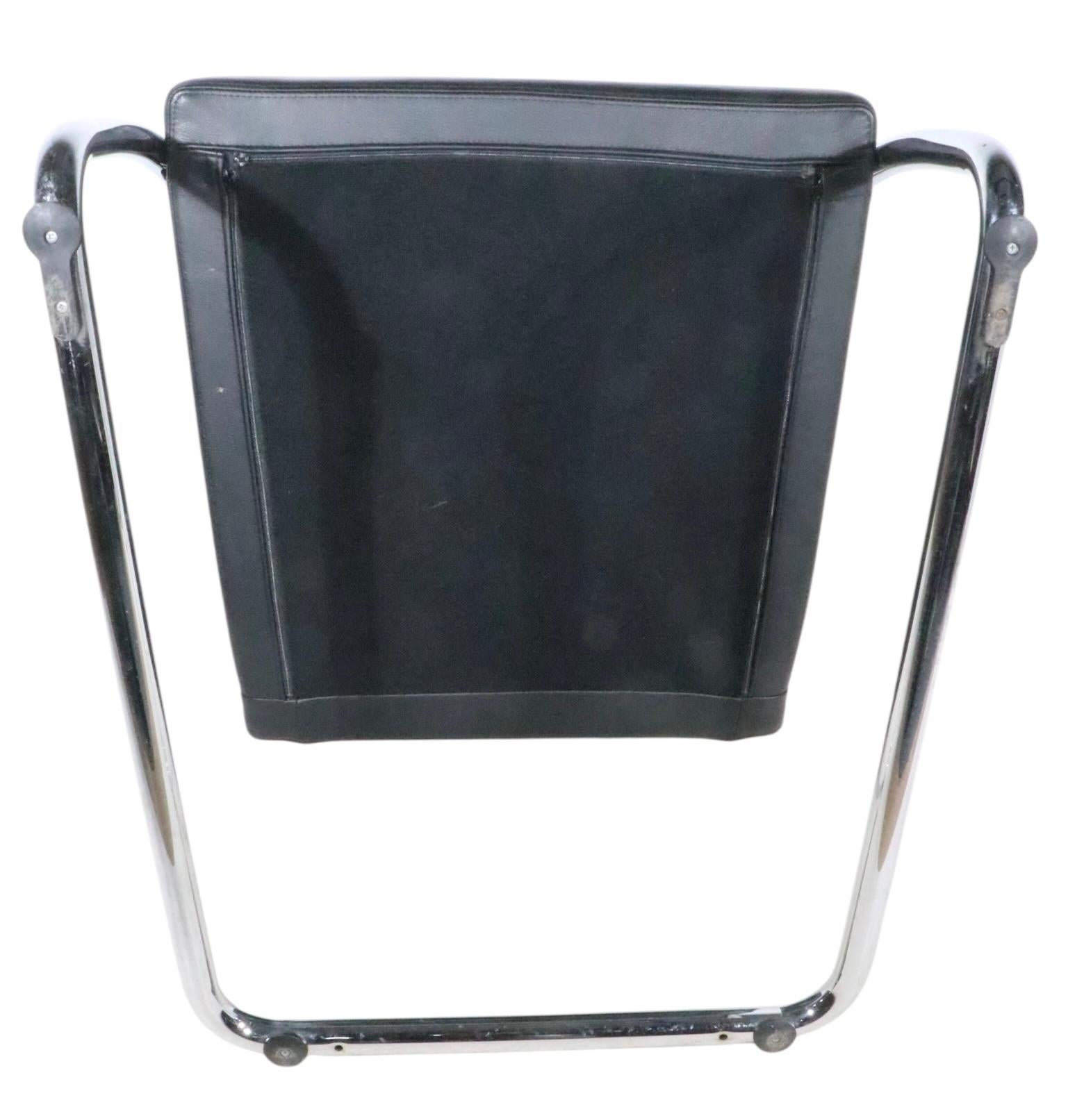 Pr.  Cantilevered Black Leather and Chrome Lounge Chairs by Citterio for Vitra For Sale 9