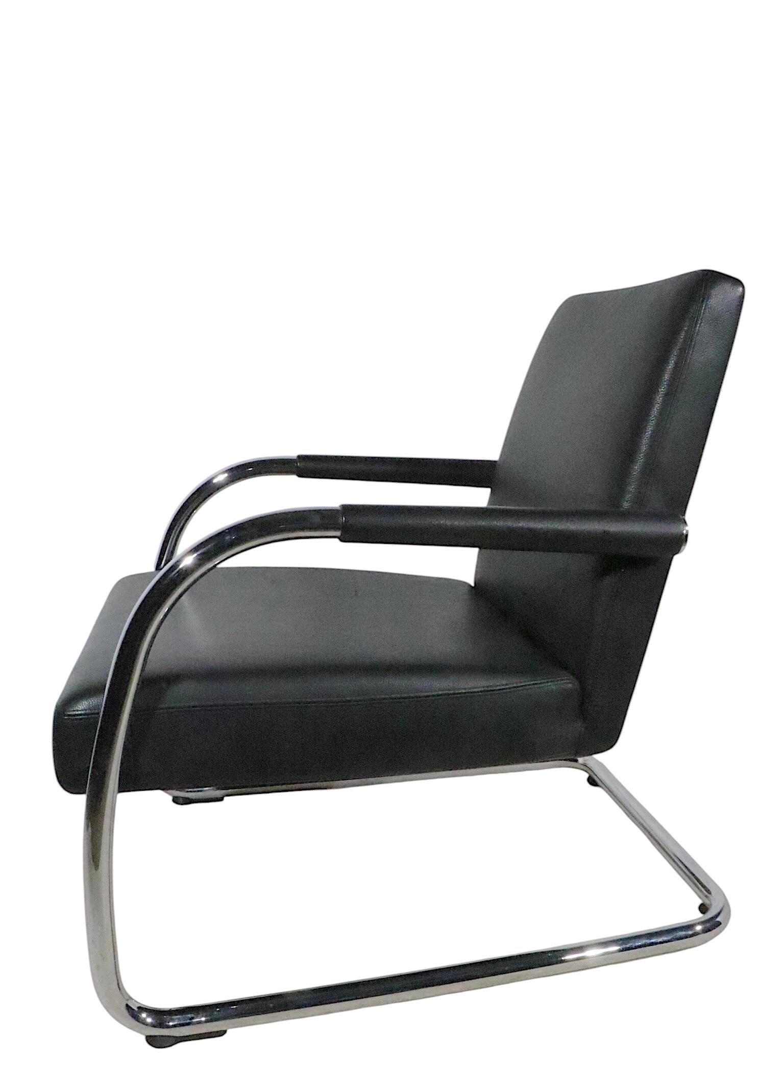 Pr.  Cantilevered Black Leather and Chrome Lounge Chairs by Citterio for Vitra For Sale 13