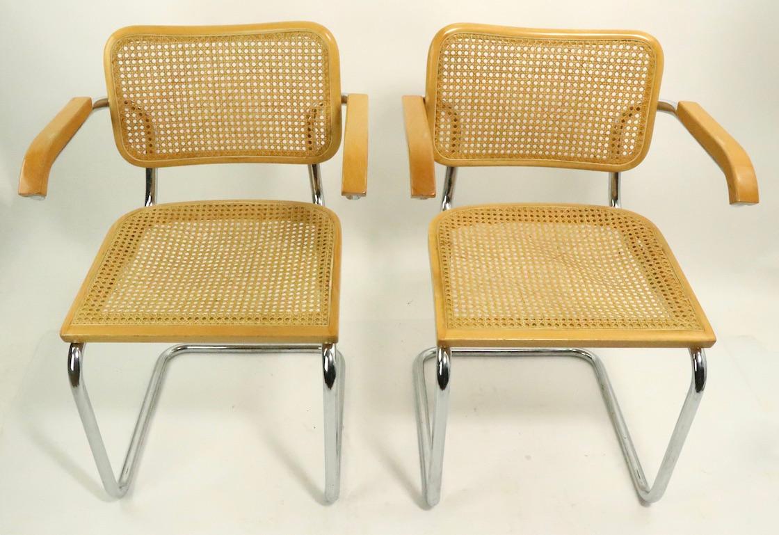 Pair of Cantilevered Chrome and Caned Cesca Dining Chairs 6