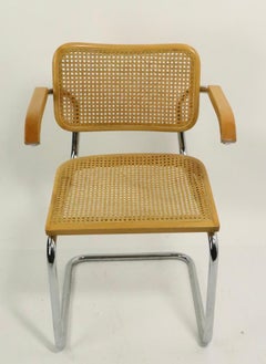Pair of Cantilevered Chrome and Caned Cesca Dining Chairs