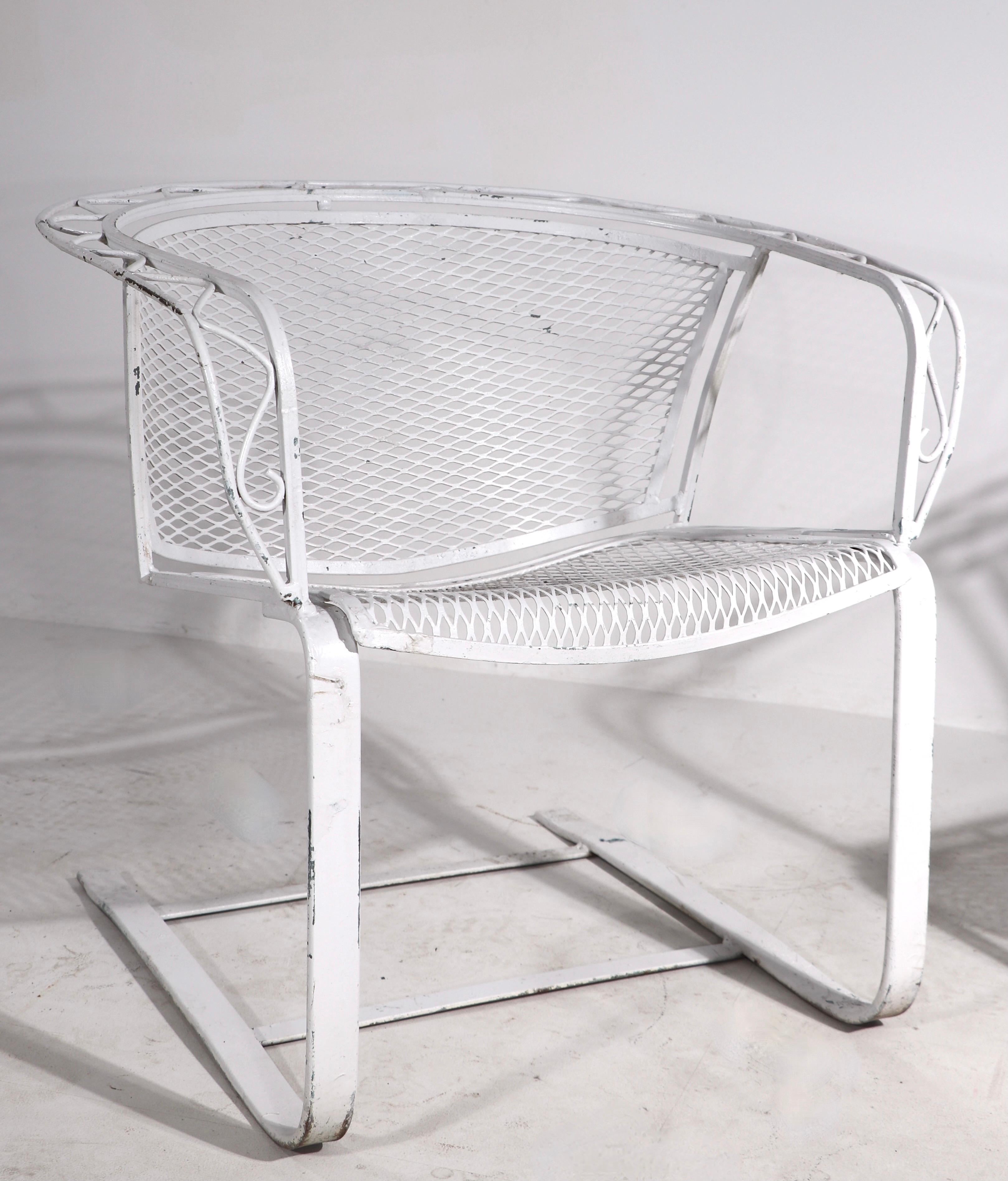 Wrought Iron Pr Cantilevered Garden Patio Poolside Chairs by Salterini