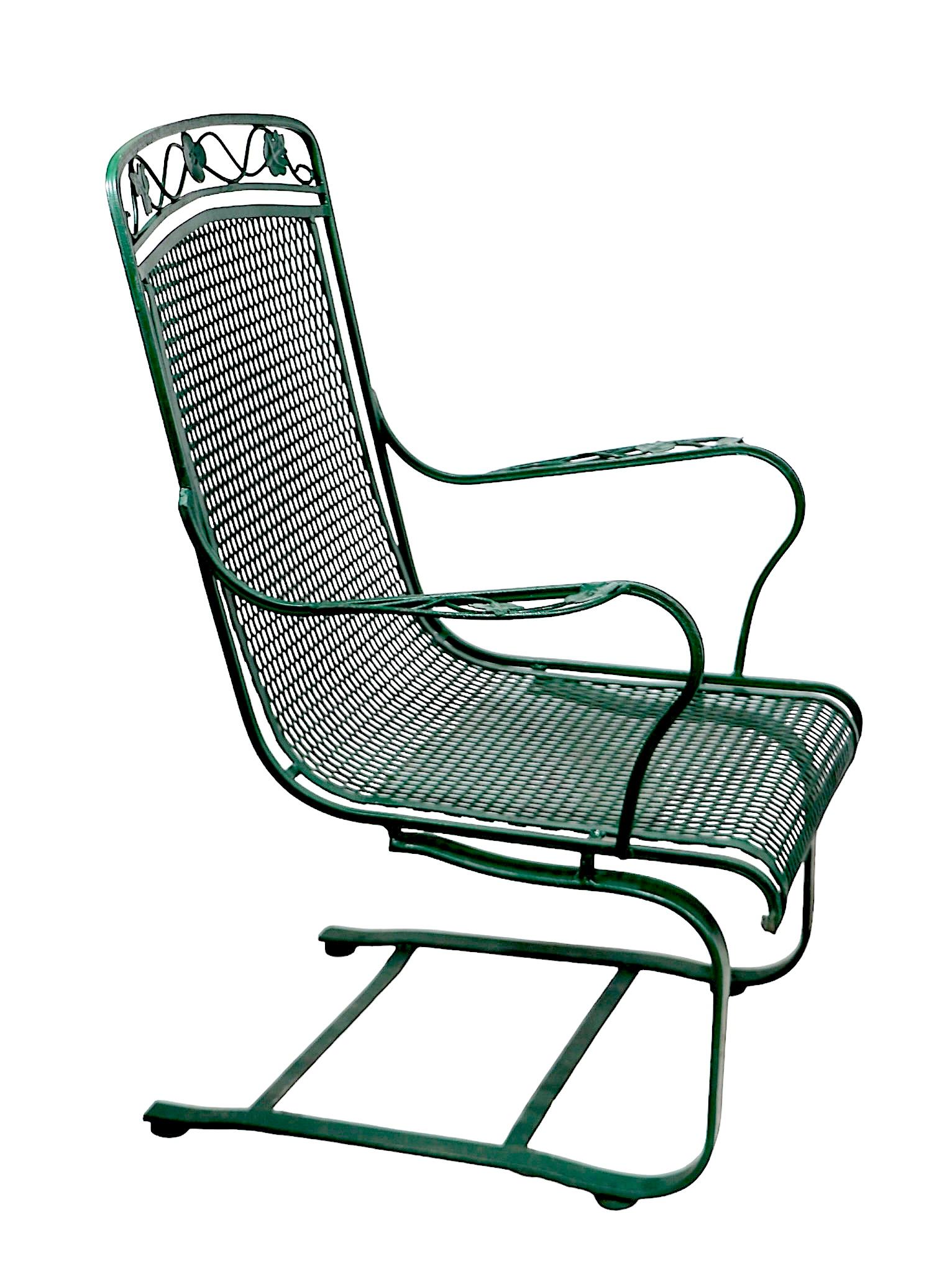 Pr. Cantilevered  Meadowcraft Dogwood Wrought Iron Lounge Chairs  For Sale 4