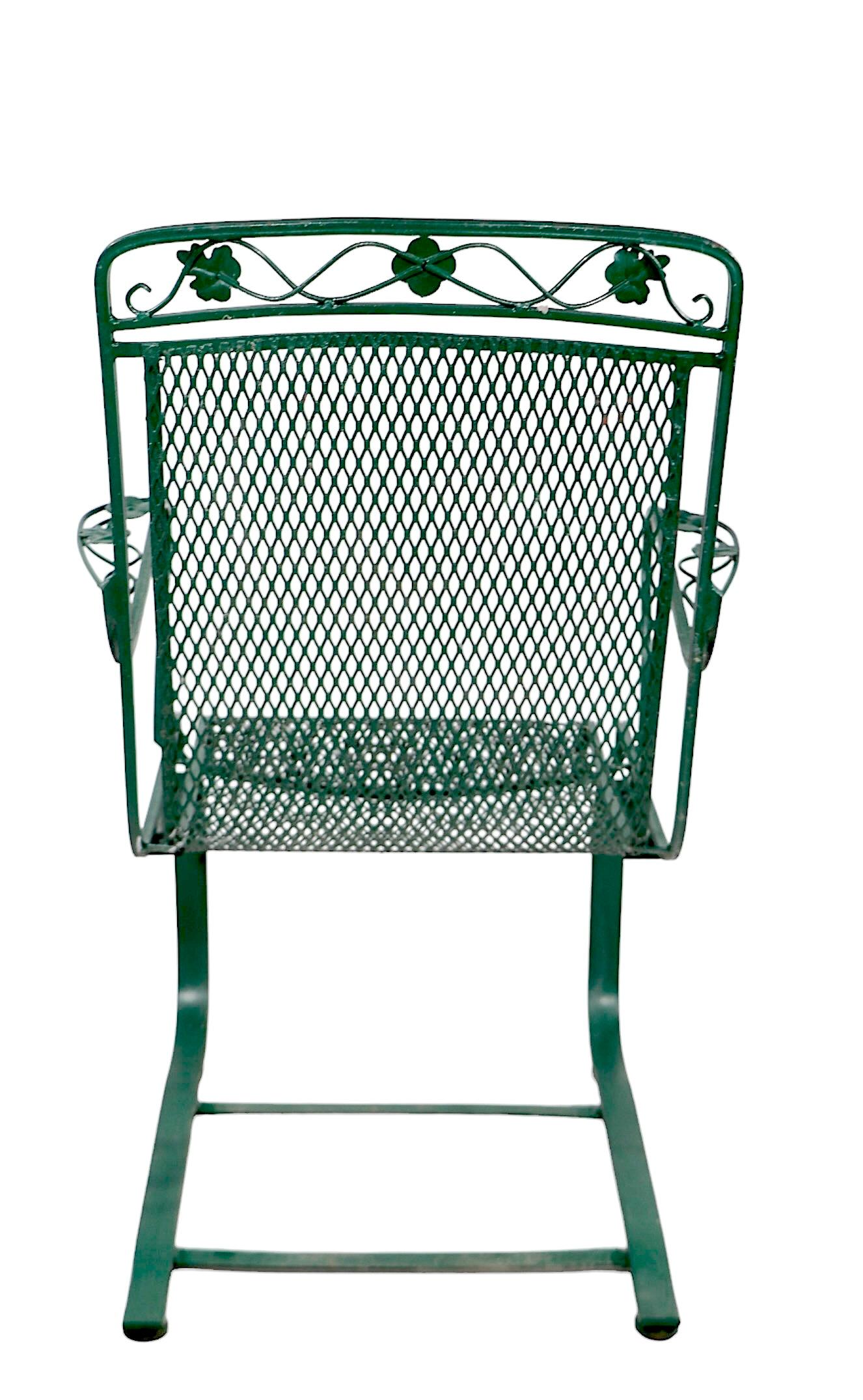 Pr. Cantilevered  Meadowcraft Dogwood Wrought Iron Lounge Chairs  For Sale 6
