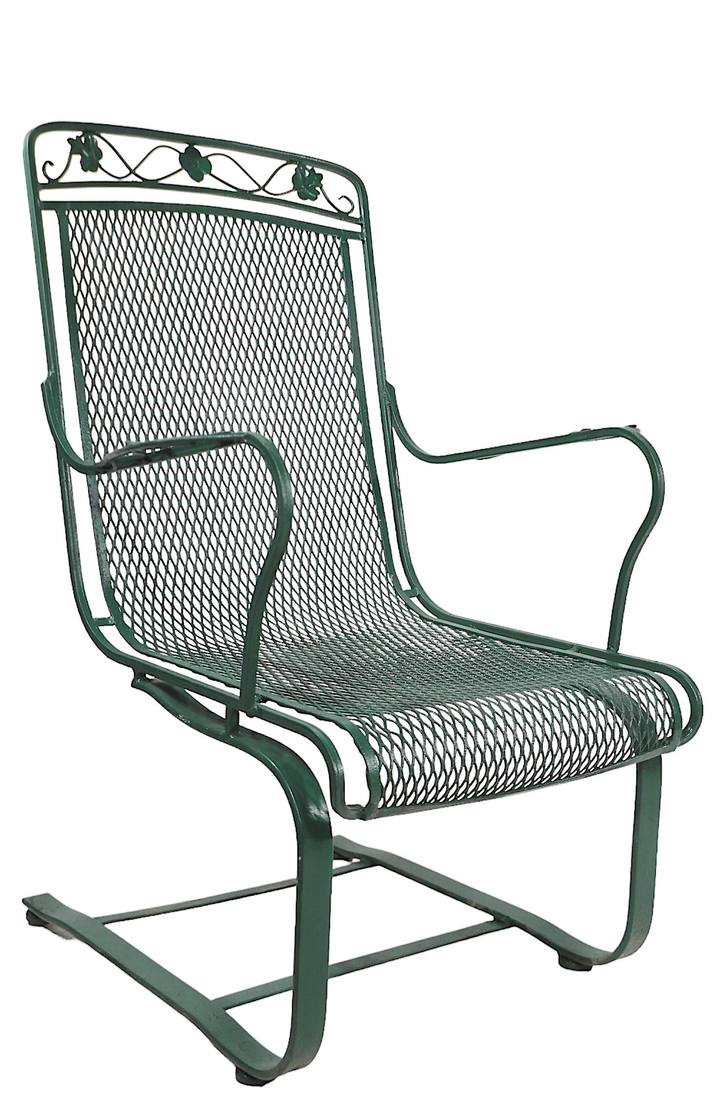 American Pr. Cantilevered  Meadowcraft Dogwood Wrought Iron Lounge Chairs  For Sale