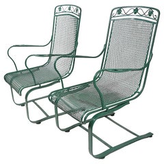 Used Pr. Cantilevered  Meadowcraft Dogwood Wrought Iron Lounge Chairs 