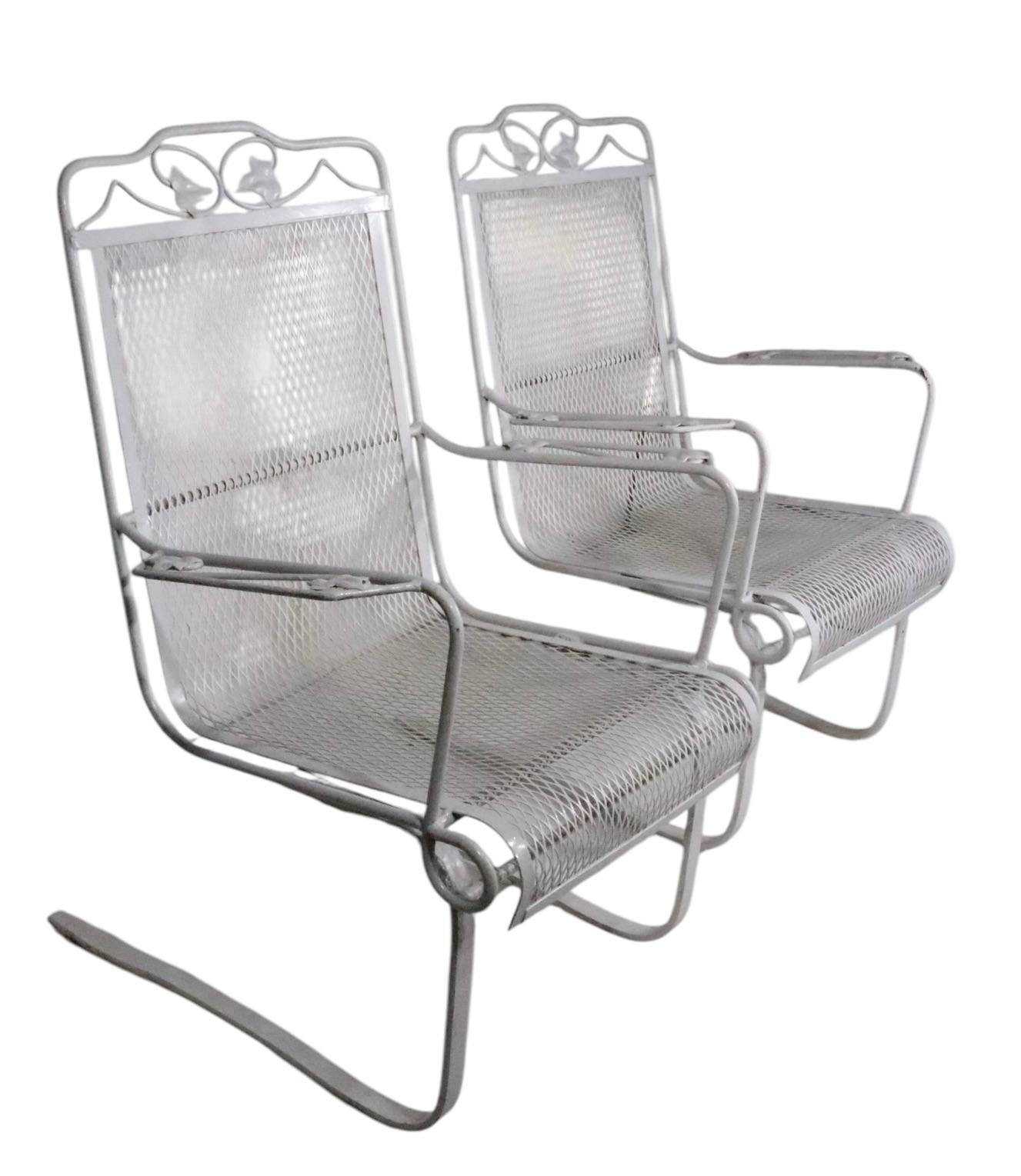 American Pr. Cantilevered Spring Garden Patio Poolside Lounge Chairs att. to Woodard For Sale