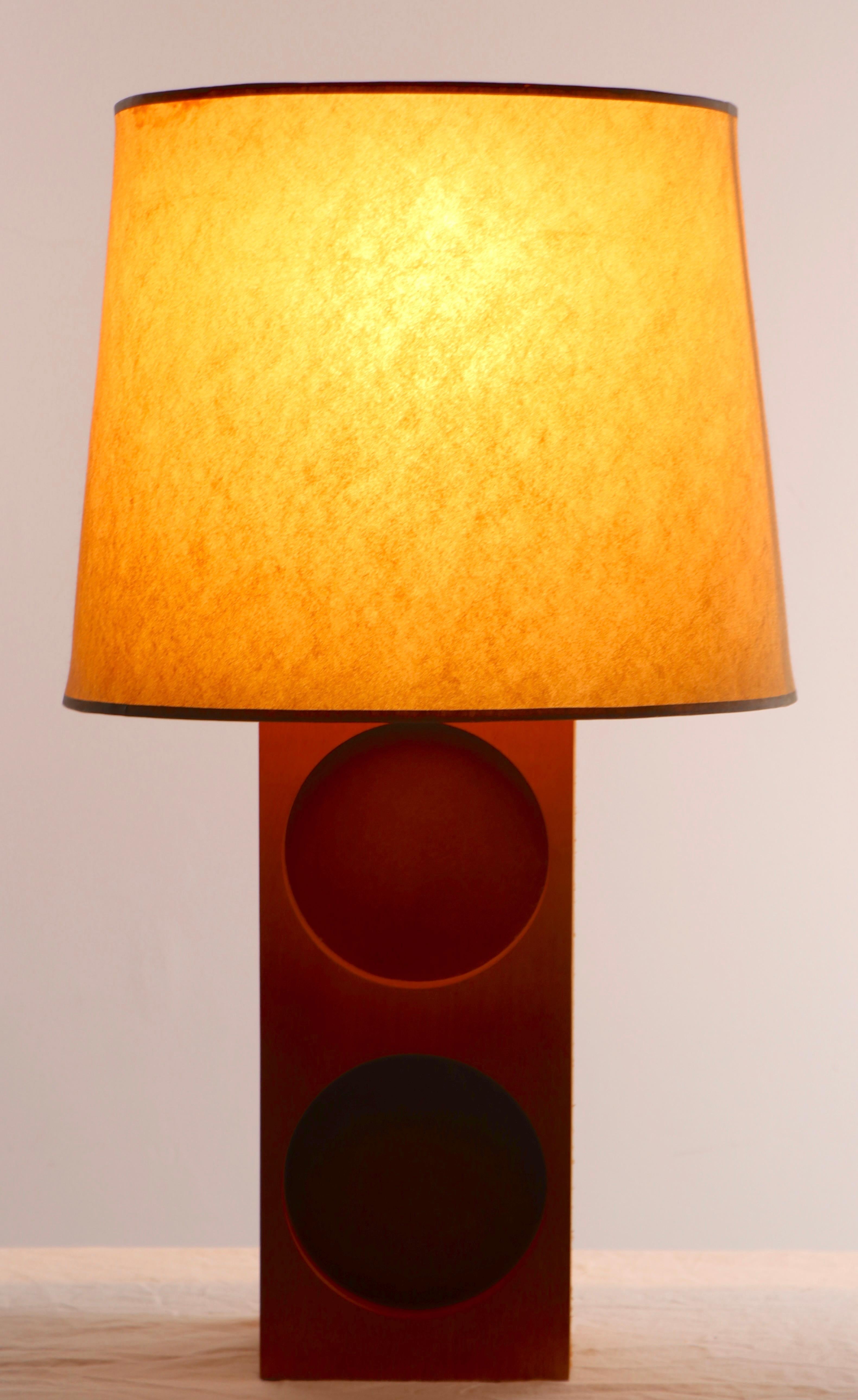 Pr. Cardboard Plywood and Ultra Suede Table Lamps by Gregory Van Pelt 7