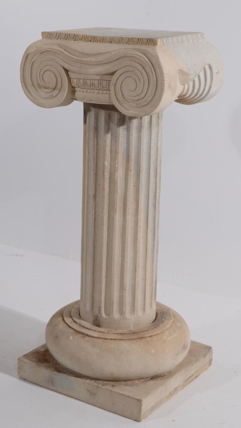 20th Century Pr. Carved Limestone Column Pedestals with Ionic Capitals For Sale