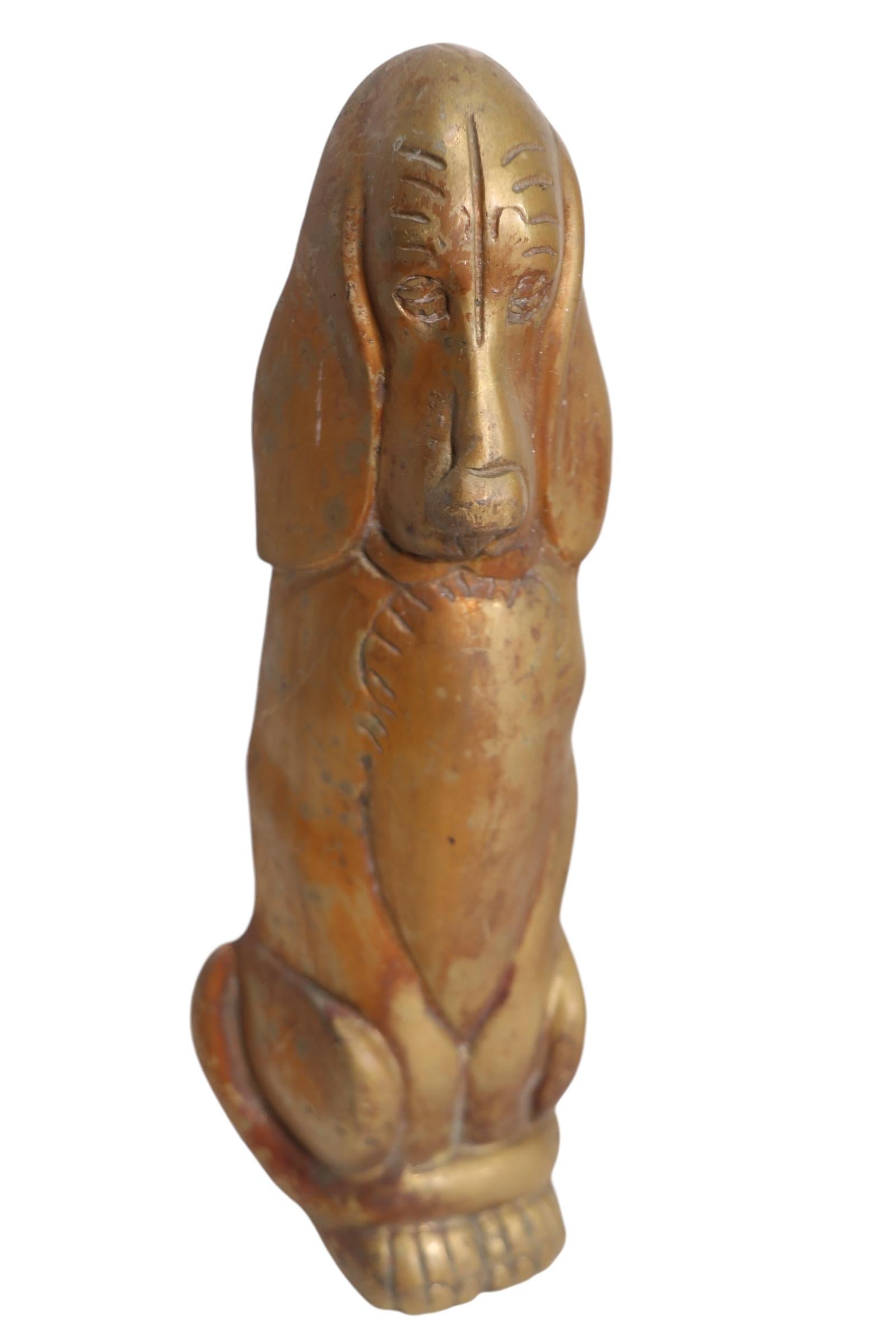 Pr. Cast Brass Bassett Hound Fire Dog Andirons 3