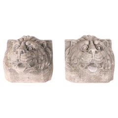 Pr. Cast Stone Lions Head Corbels