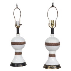 Pr. Ceramic Table Lamps Made in Italy Attr. to Urbano Zaccagnini 