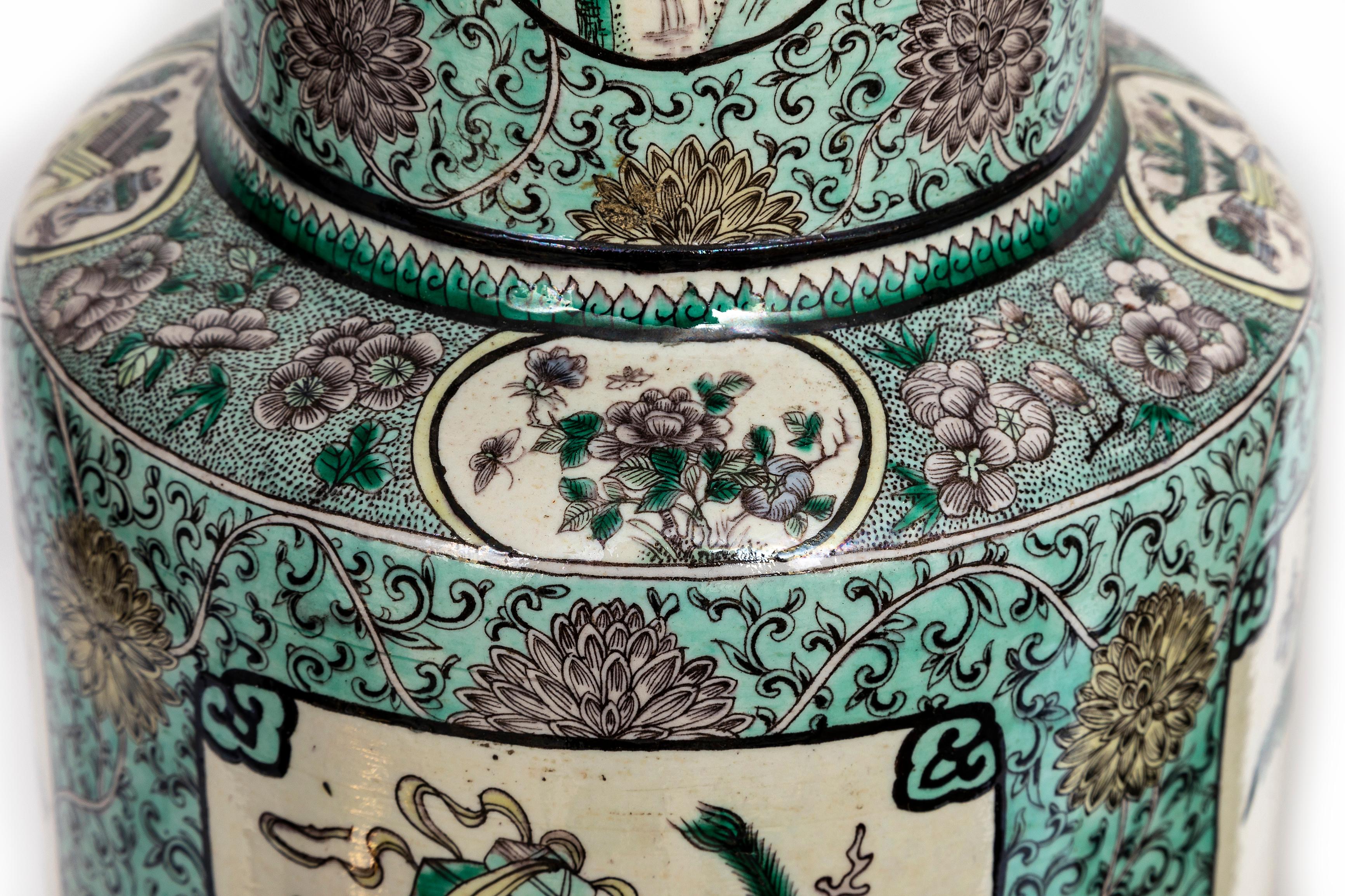 Pr. Chinese Kangxi Famille Vert Porcelain French Ormolu Mounted Solider Vases For Sale 1