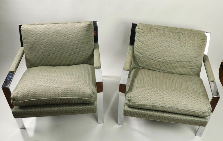 American Pair of Chrome Lounge Chairs by Cy Mann For Sale