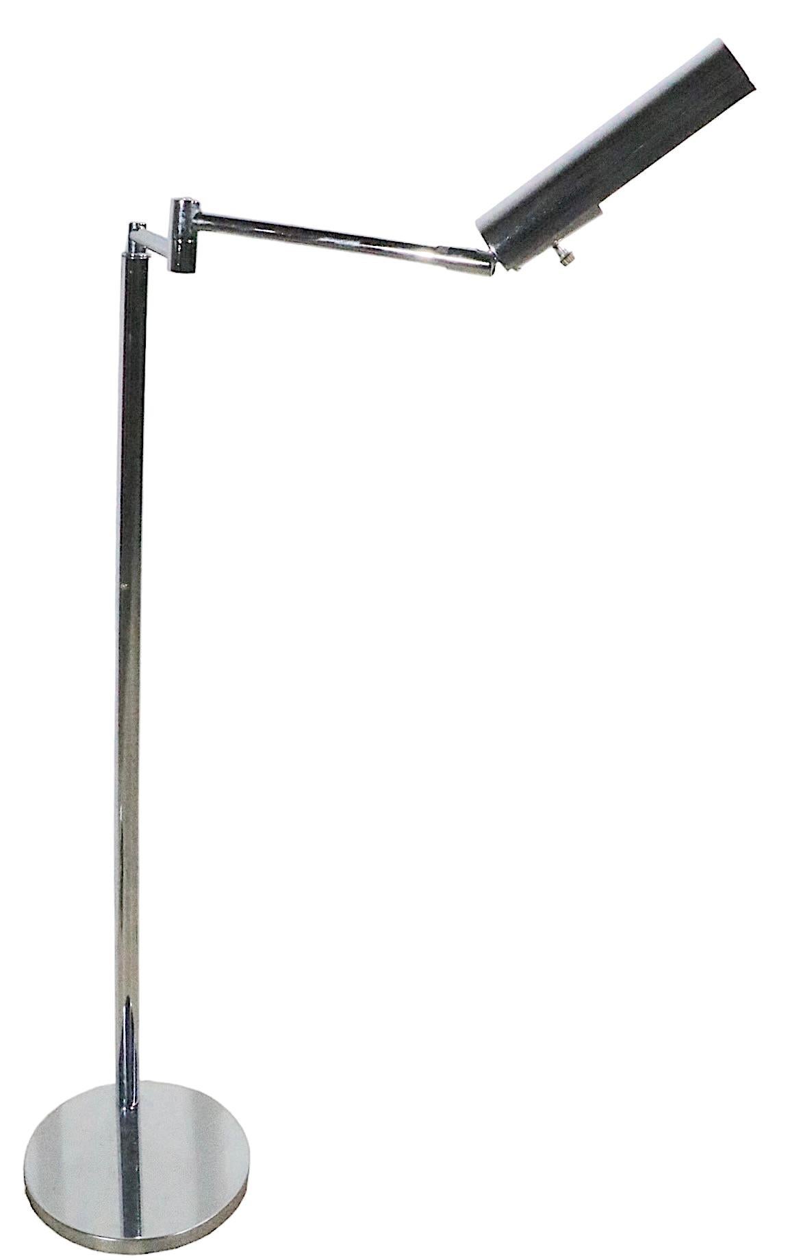 Pair Chrome Pharmacy Style Floor Lamps by Koch and Lowy, circa 1960/1970s For Sale 1
