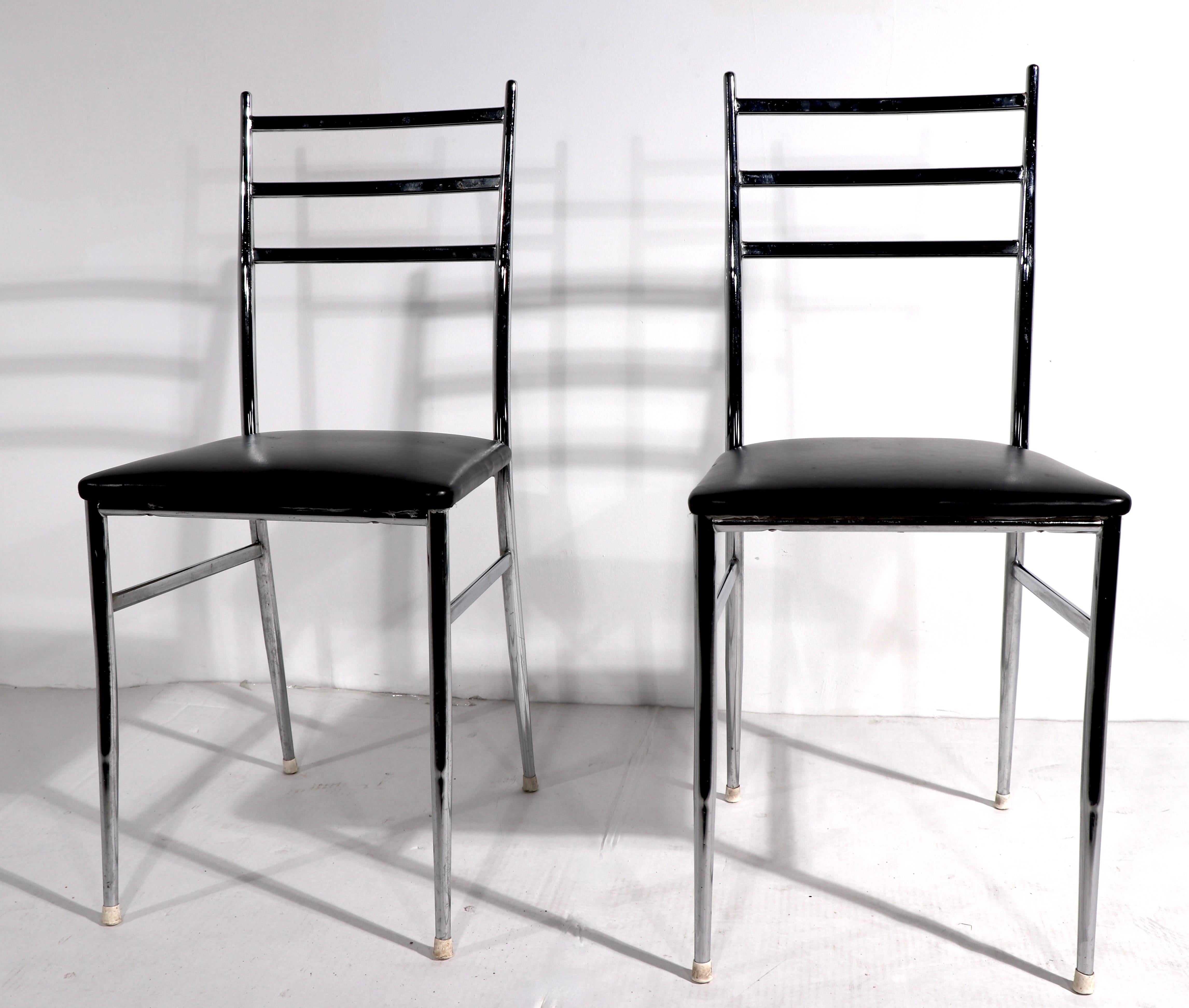 Mid-Century Modern Pr. of Chrome Superleggera Chairs Retailed by W & J Sloane