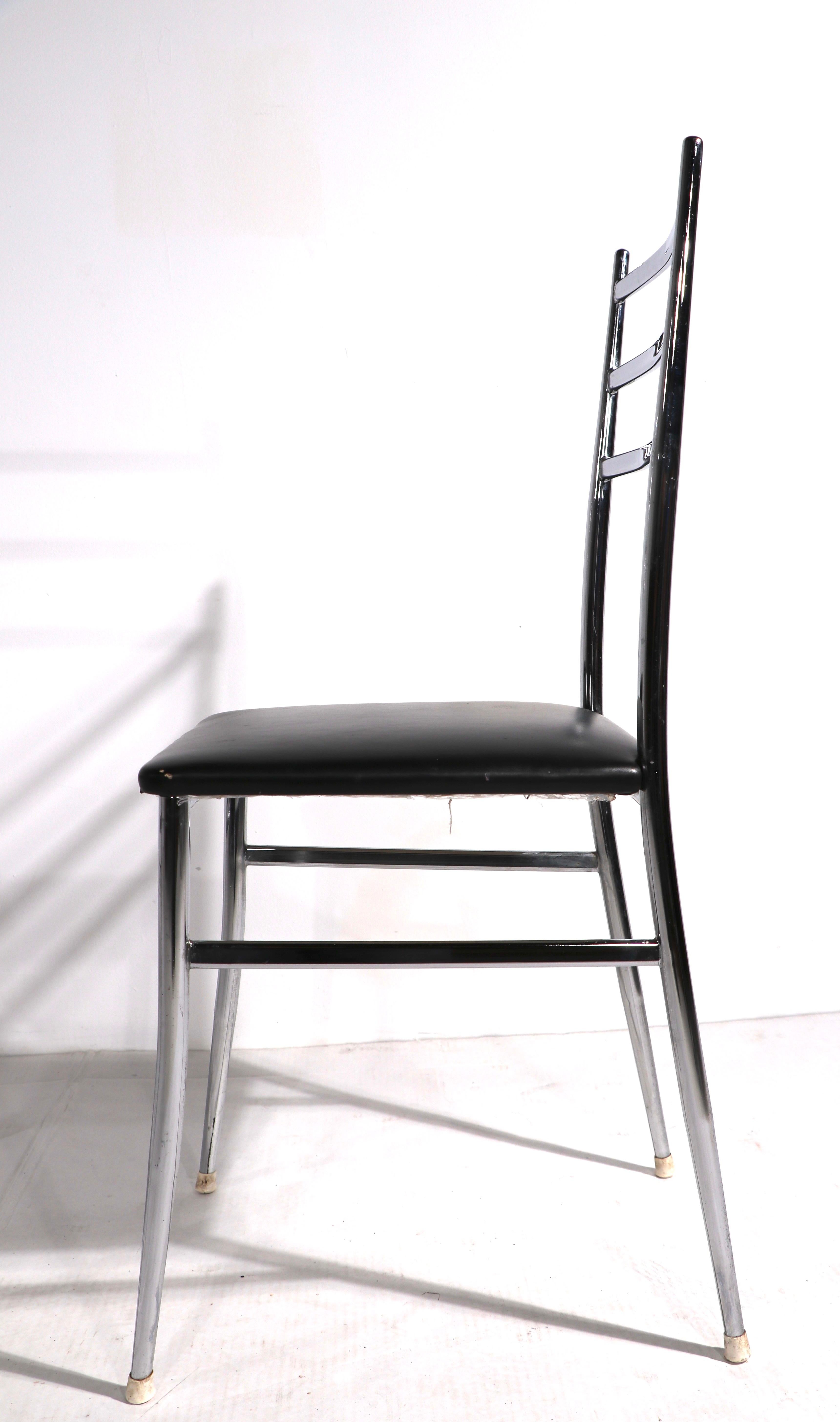 Pr. of Chrome Superleggera Chairs Retailed by W & J Sloane In Good Condition In New York, NY