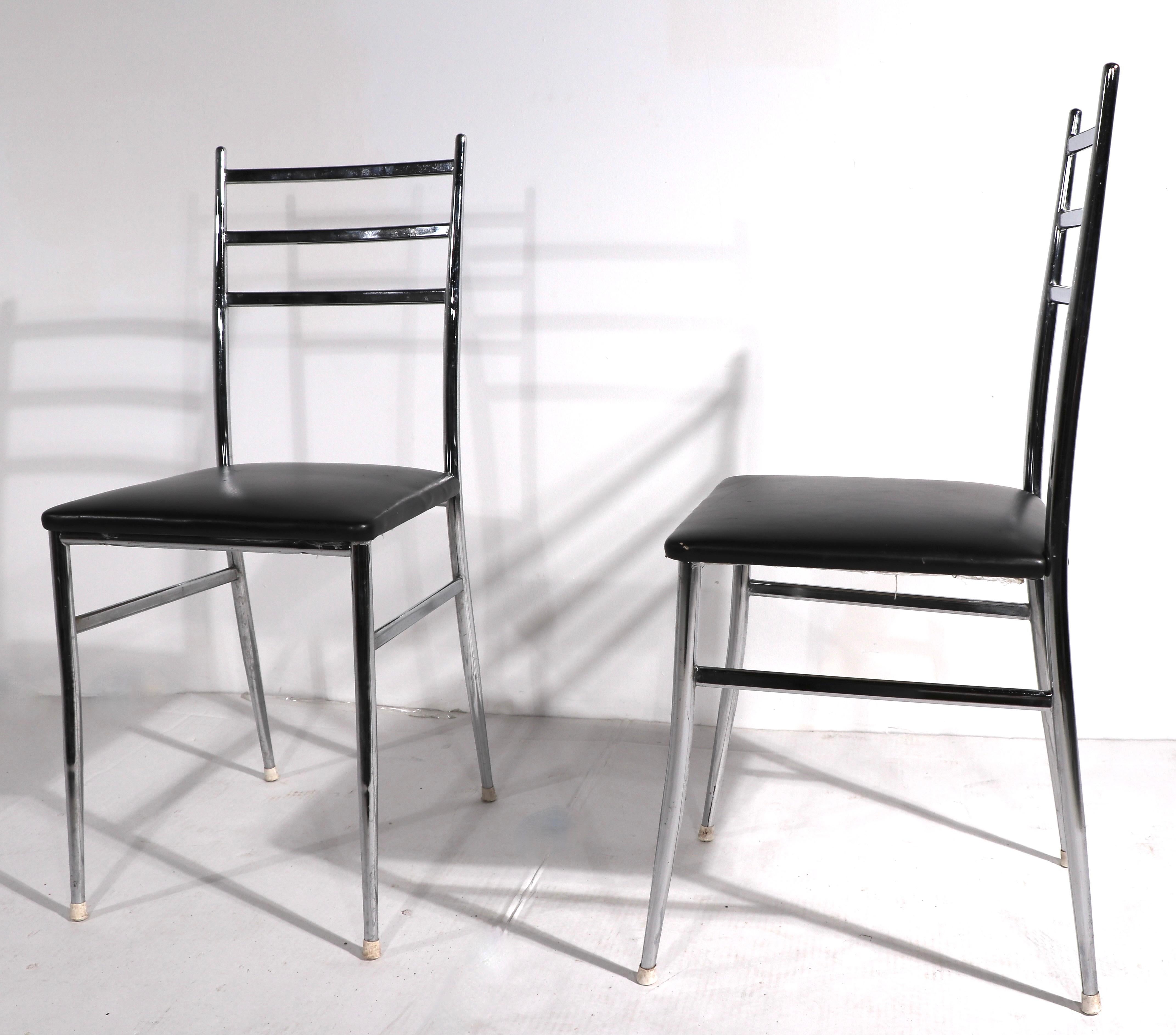 20th Century Pr. of Chrome Superleggera Chairs Retailed by W & J Sloane