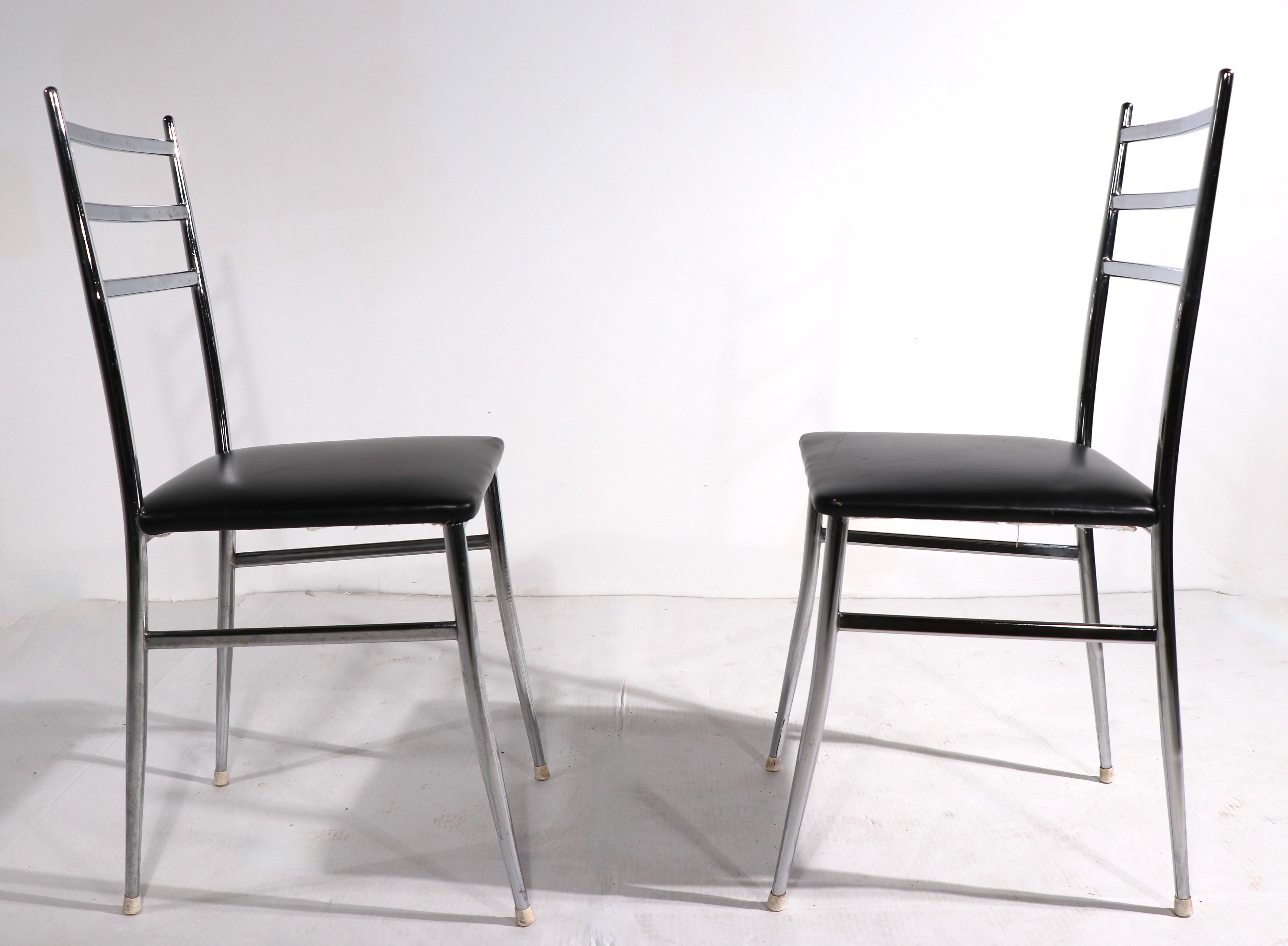 Steel Pr. of Chrome Superleggera Chairs Retailed by W & J Sloane