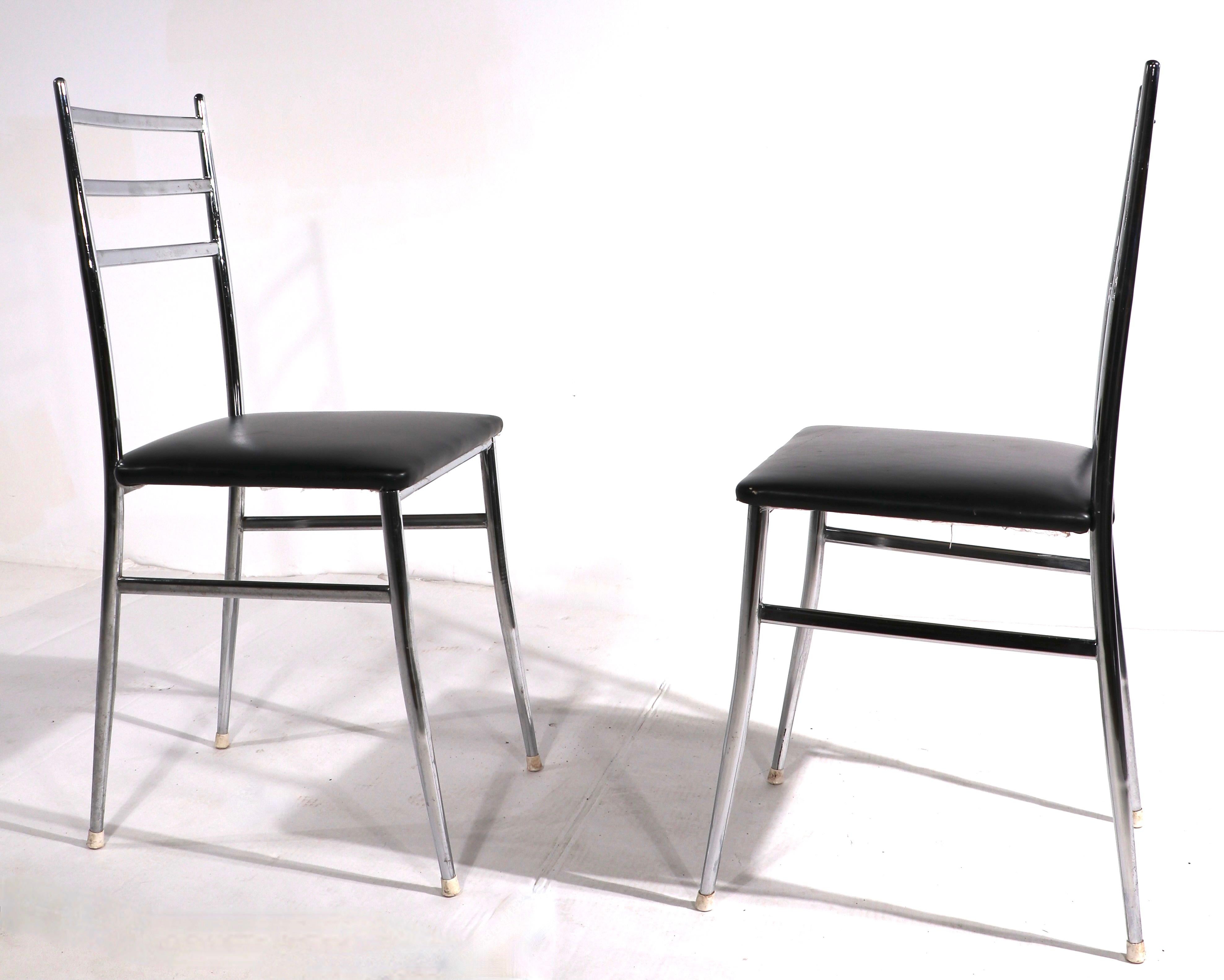 Pr. of Chrome Superleggera Chairs Retailed by W & J Sloane 1