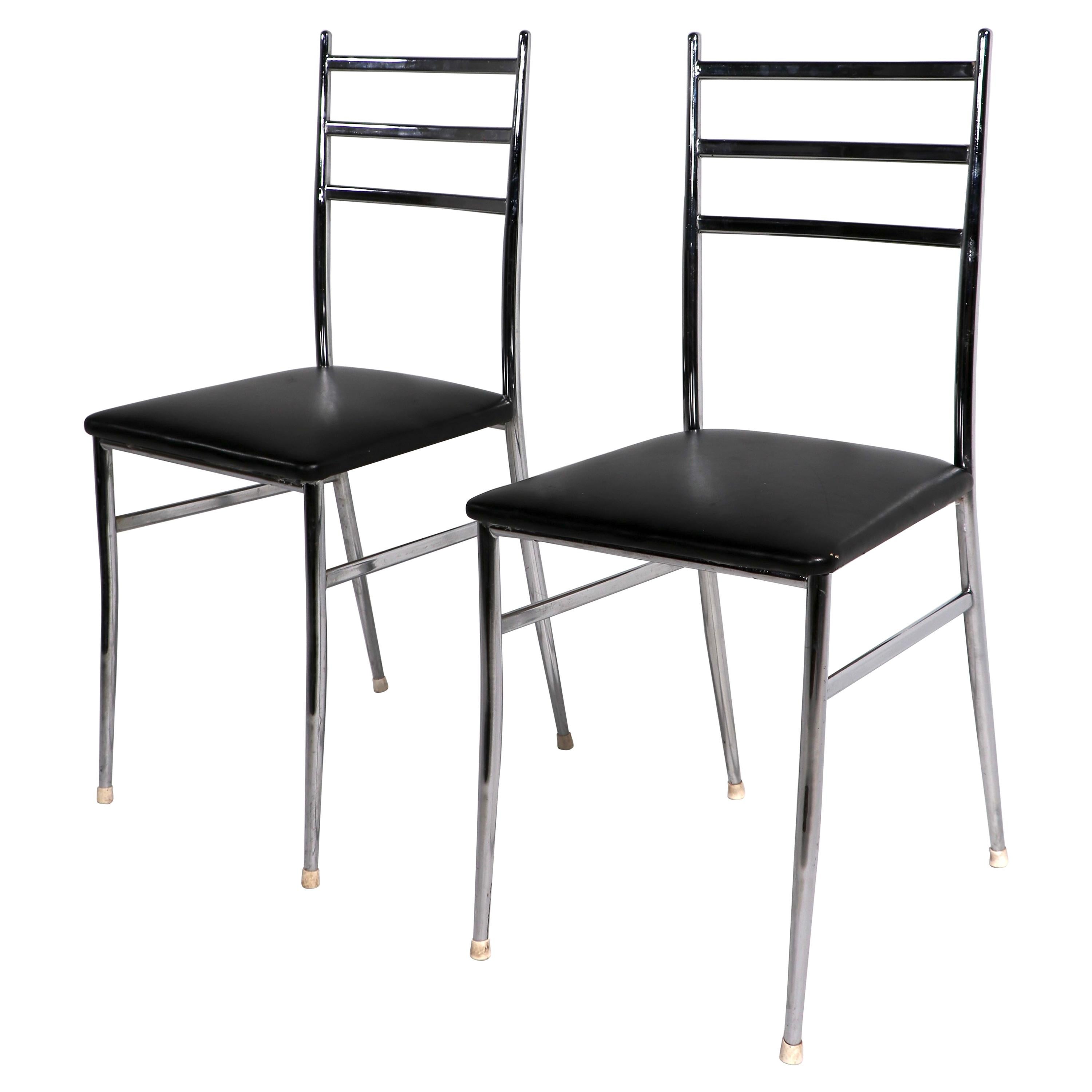 Pr. of Chrome Superleggera Chairs Retailed by W & J Sloane