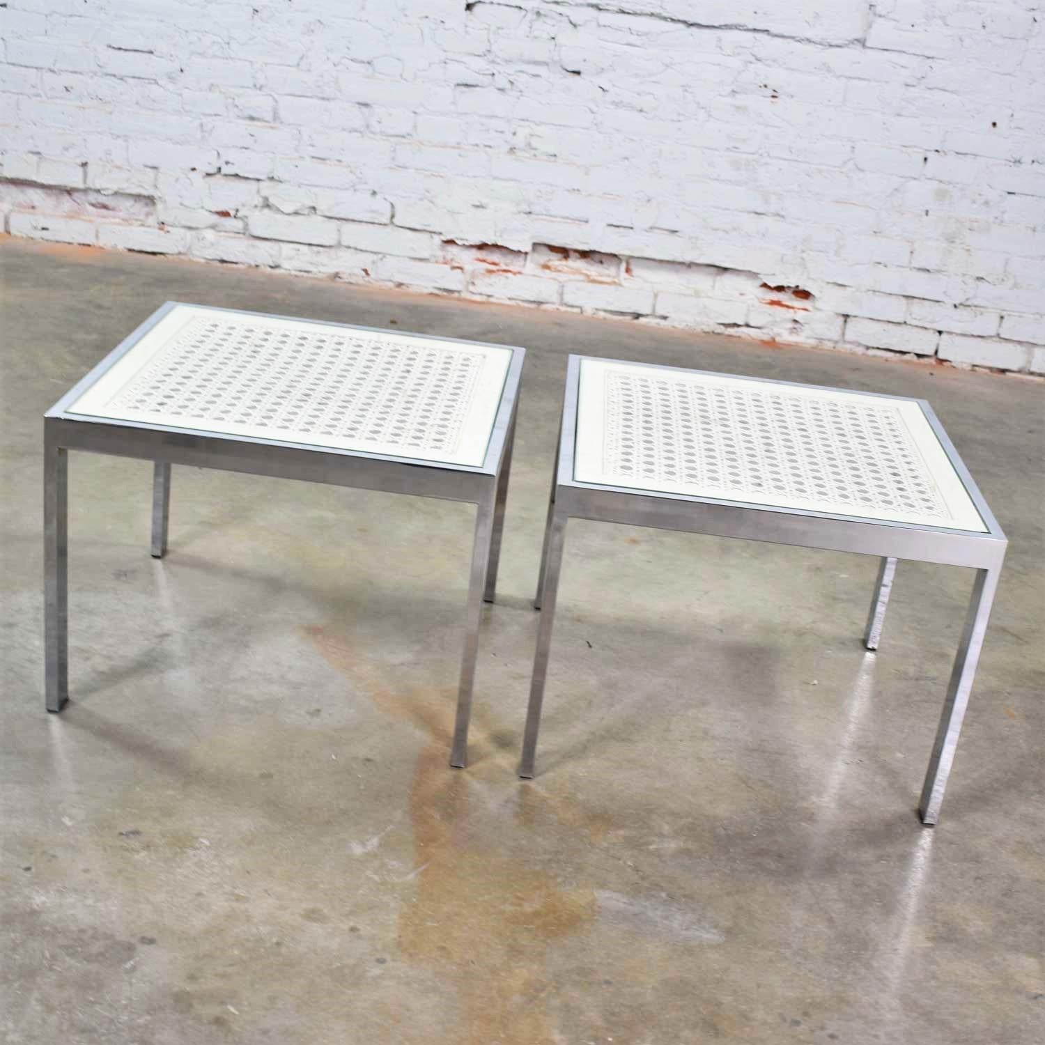white chrome side table