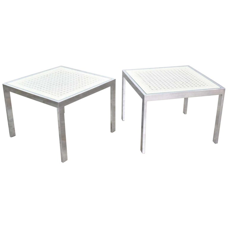 Pr Chrome and White Cane Square Side Tables Glass Top Mid-Century Modern to  Modern For Sale at 1stDibs | white cane side table, white square side table,  cane side table -china -b2b -