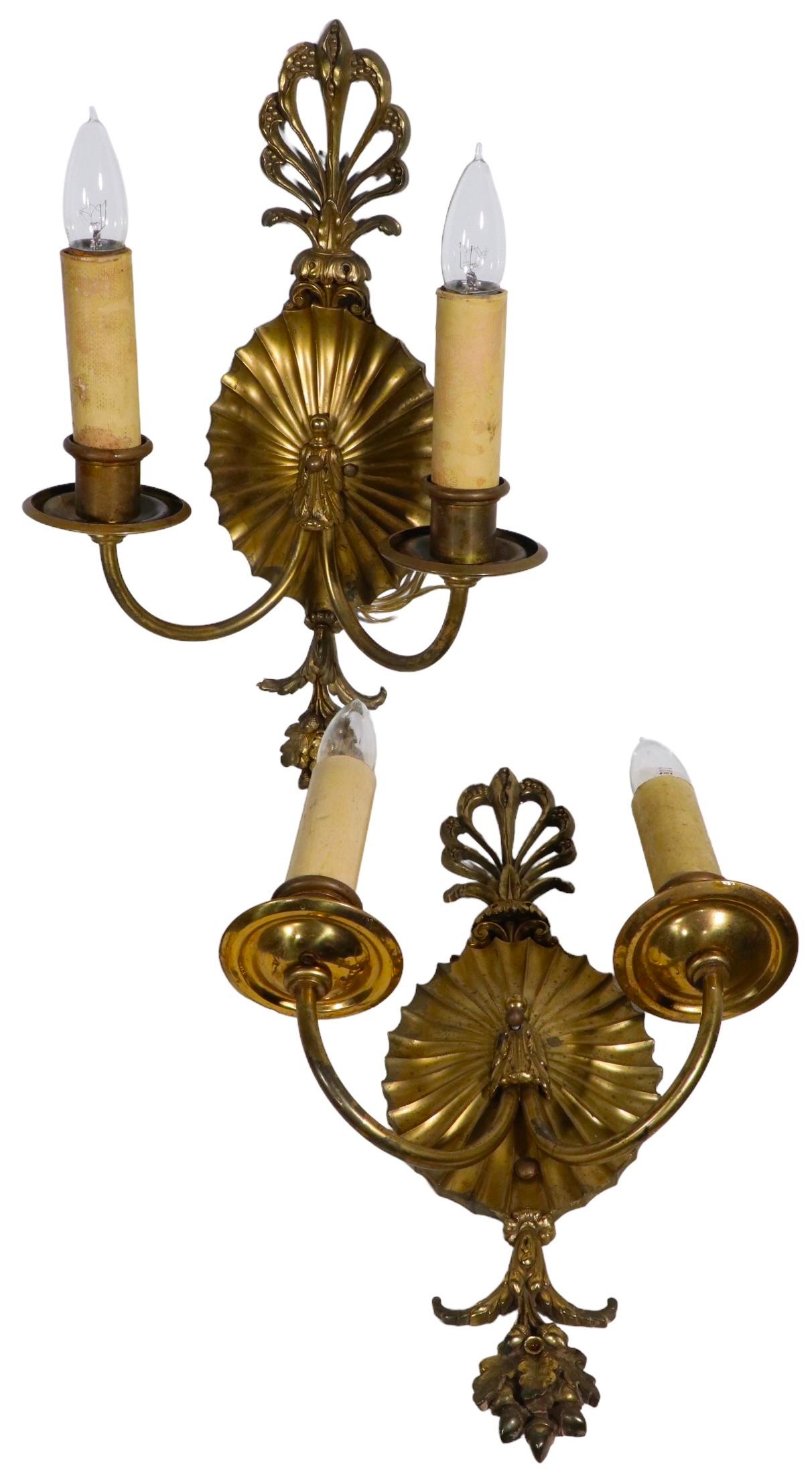 Pr. Classical Brass Wall Sconces by Caldwell C 1900/ 1920’s 5