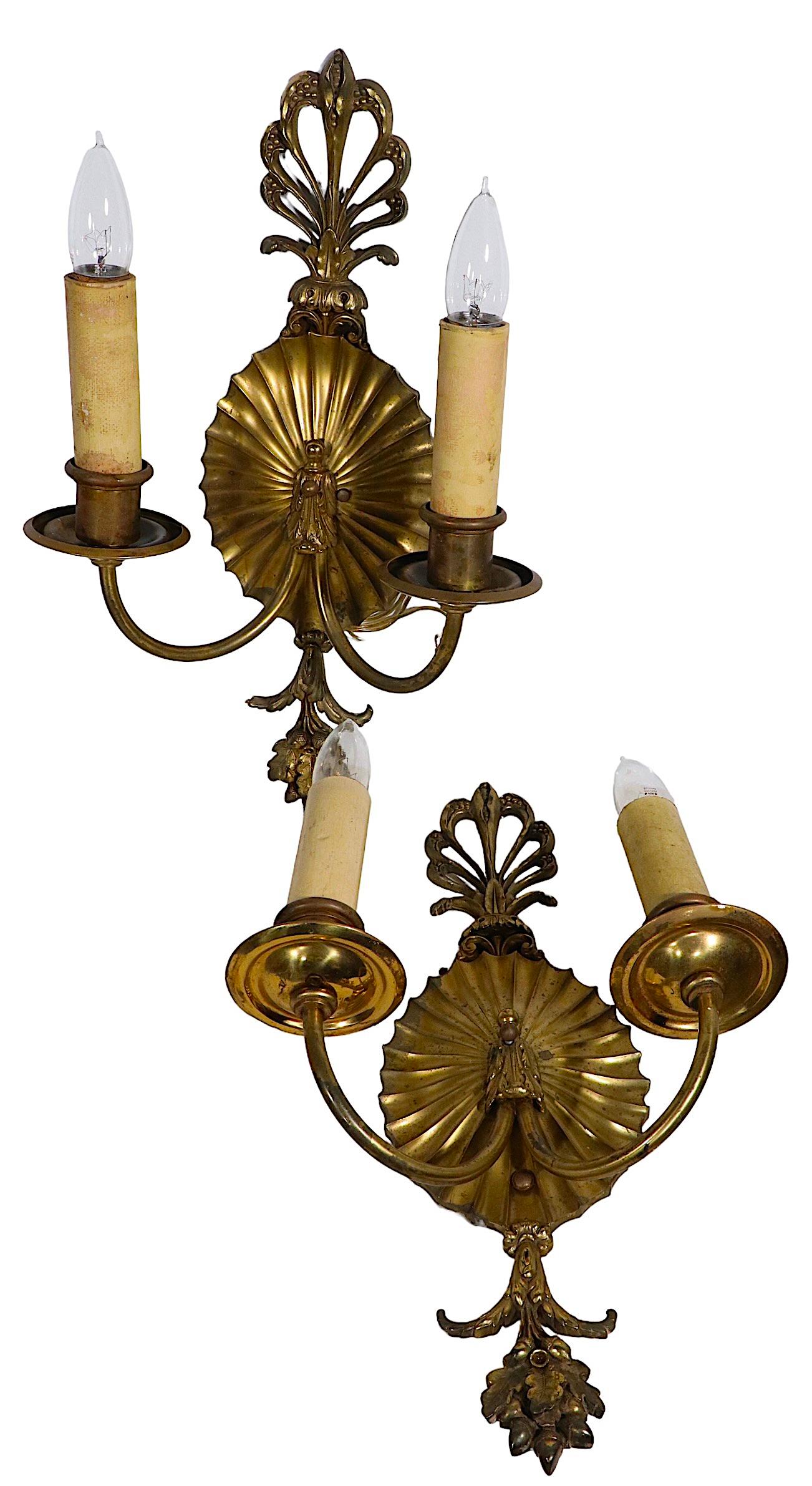 Pr. Classical Brass Wall Sconces by Caldwell C 1900/ 1920’s 6