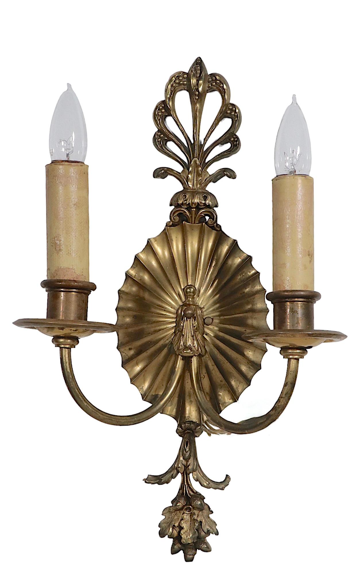 Pr. Classical Brass Wall Sconces by Caldwell C 1900/ 1920’s 11