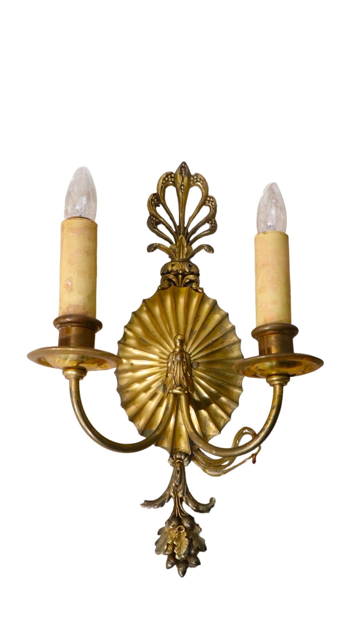 Pr. Classical Brass Wall Sconces by Caldwell C 1900/ 1920’s 1
