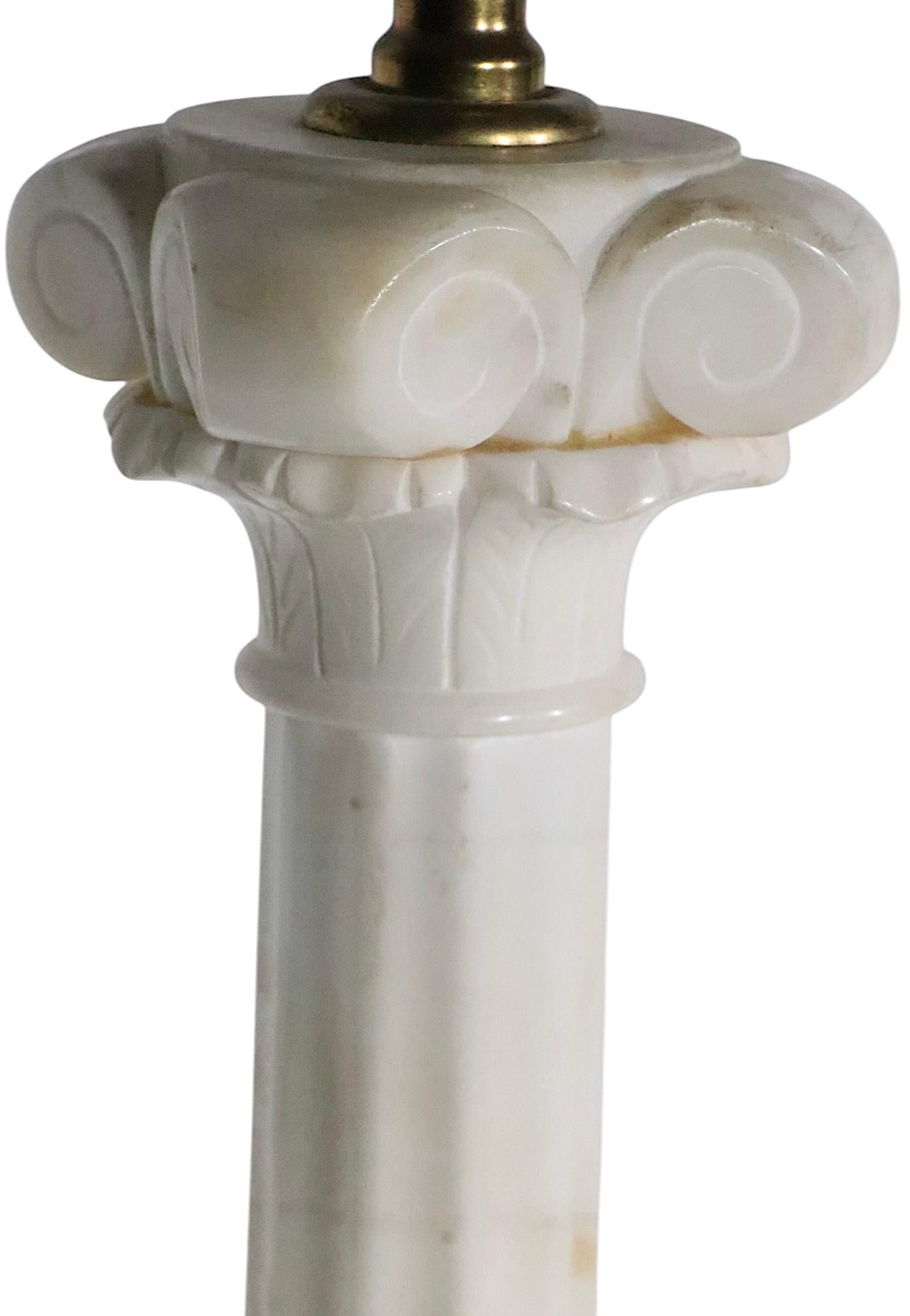 Pr. Classical Style Marble Column Lamps by Wilmar Co.  Inc. 4