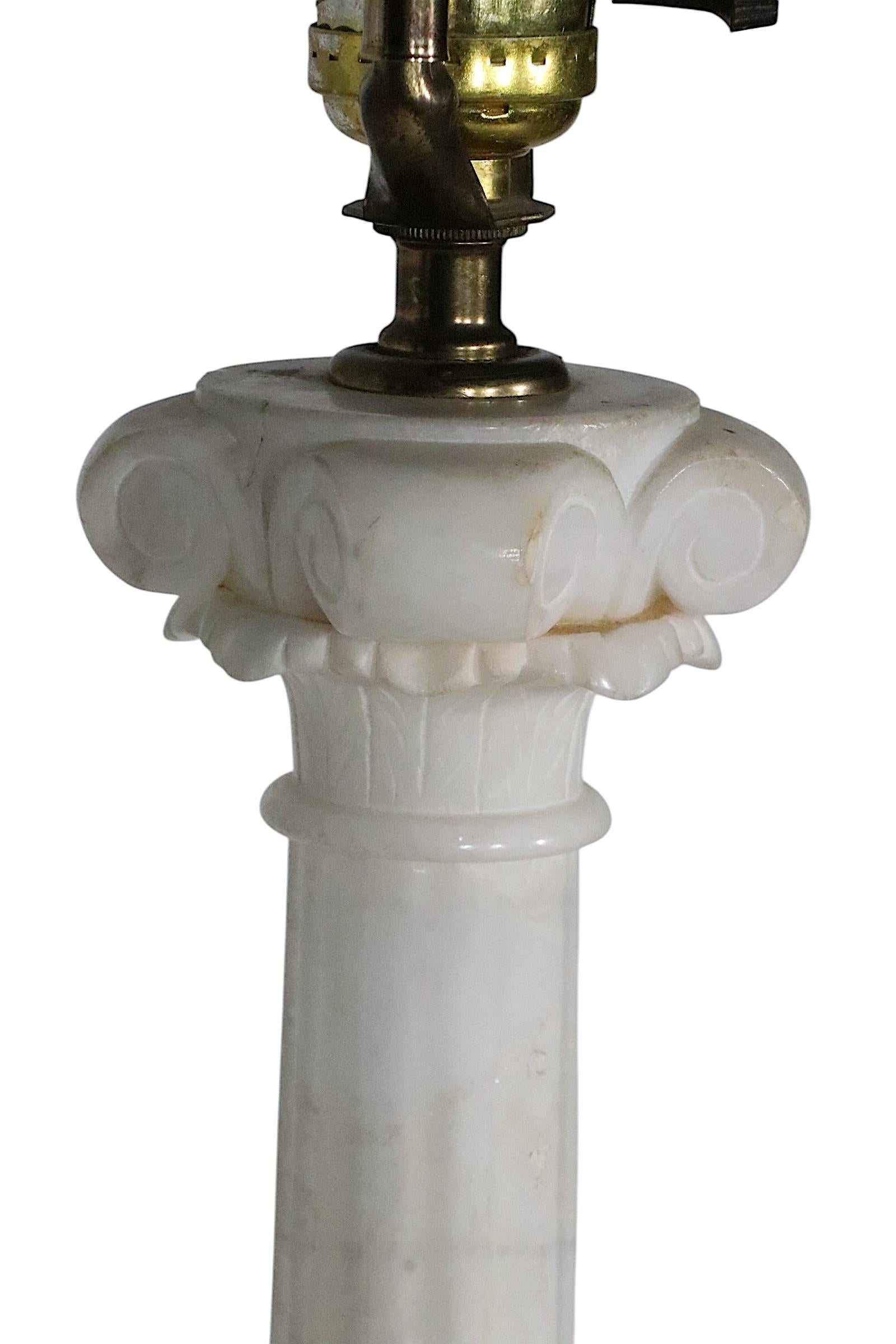 Pr. Classical Style Marble Column Lamps by Wilmar Co.  Inc. 5