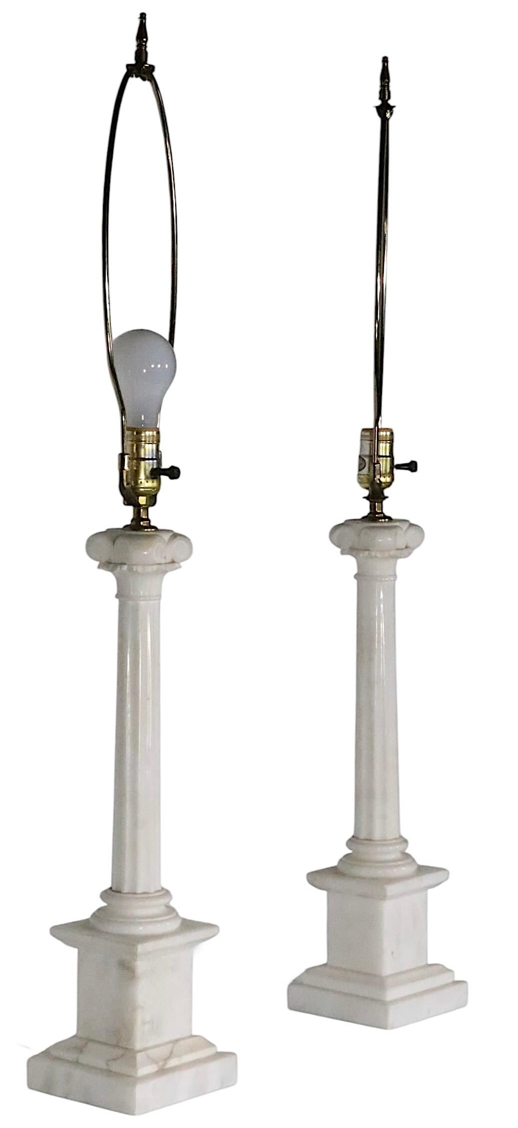 Pr. Classical Style Marble Column Lamps by Wilmar Co.  Inc. 6