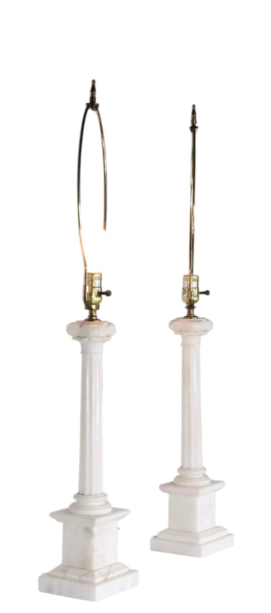 Pr. Classical Style Marble Column Lamps by Wilmar Co.  Inc. 11