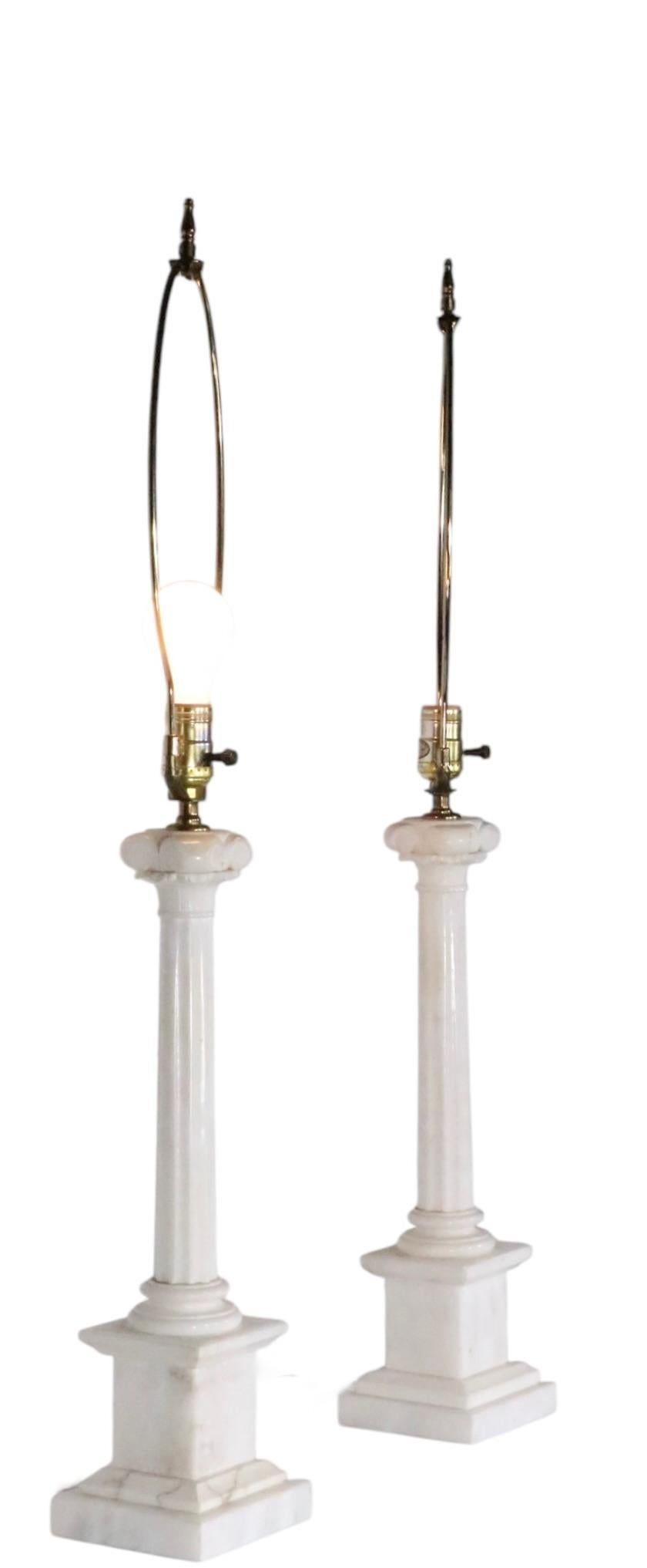 Pr. Classical Style Marble Column Lamps by Wilmar Co.  Inc. 12