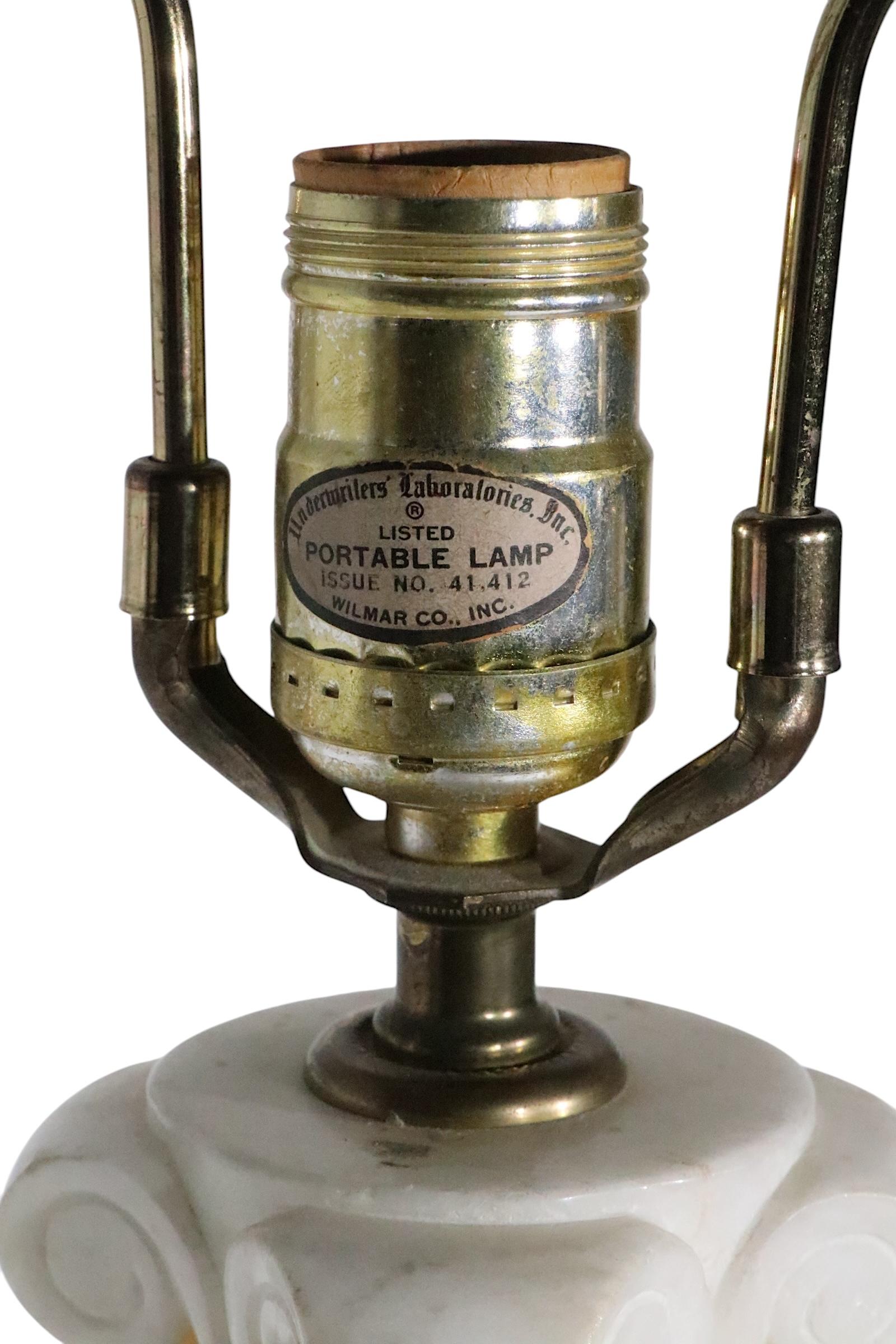 Hollywood Regency Pr. Classical Style Marble Column Lamps by Wilmar Co.  Inc.