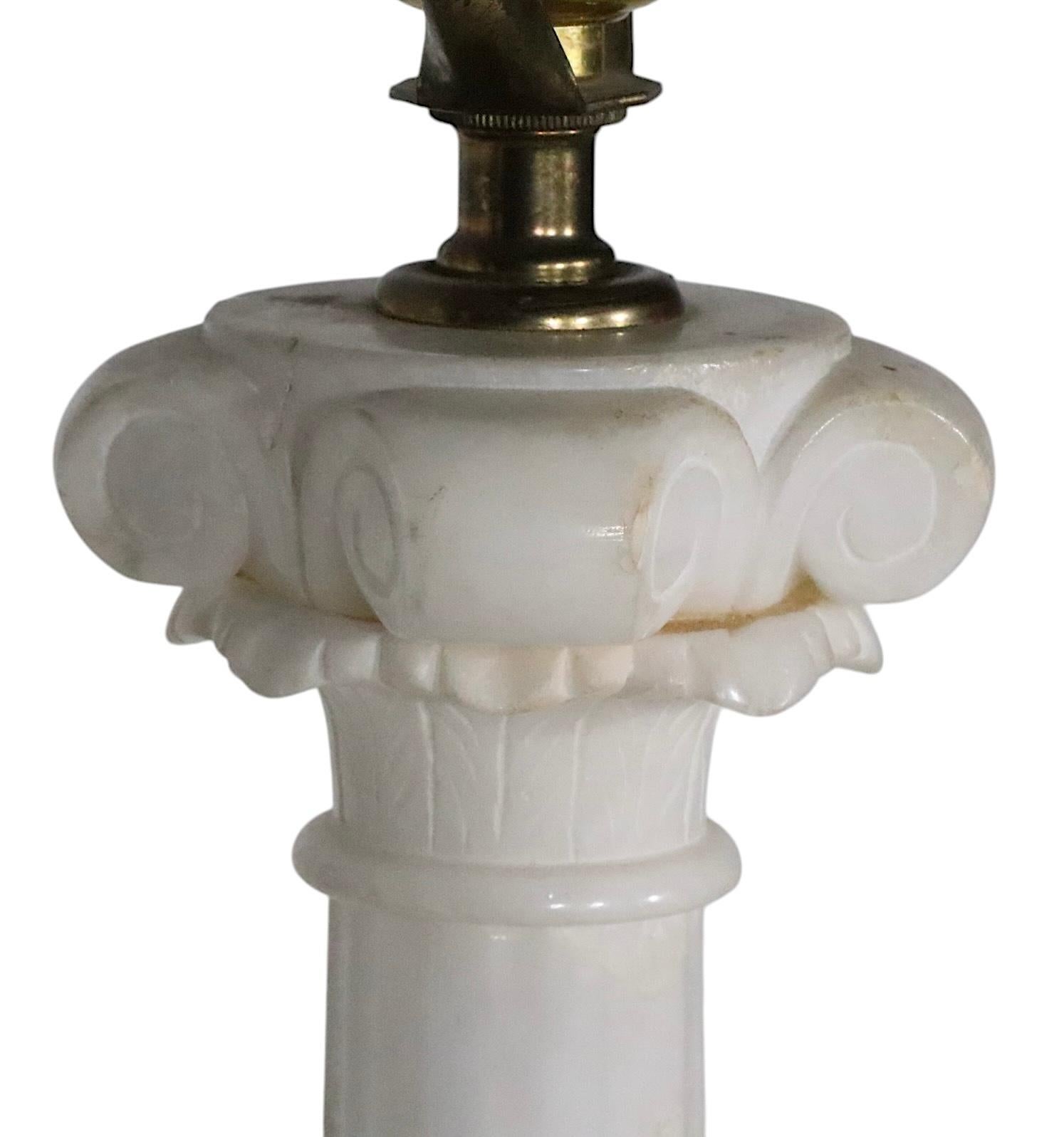 Italian Pr. Classical Style Marble Column Lamps by Wilmar Co.  Inc.