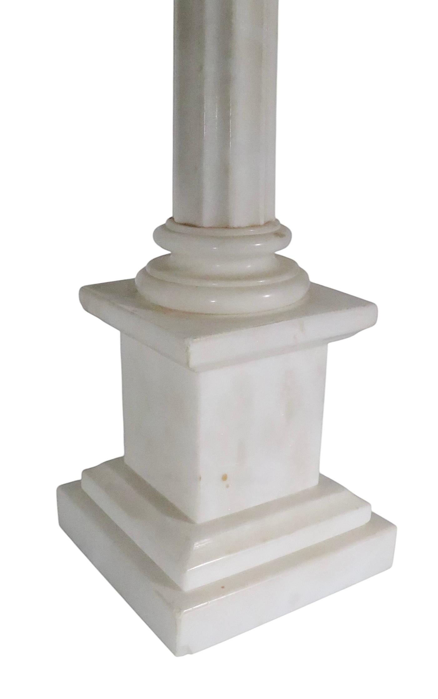 20th Century Pr. Classical Style Marble Column Lamps by Wilmar Co.  Inc.
