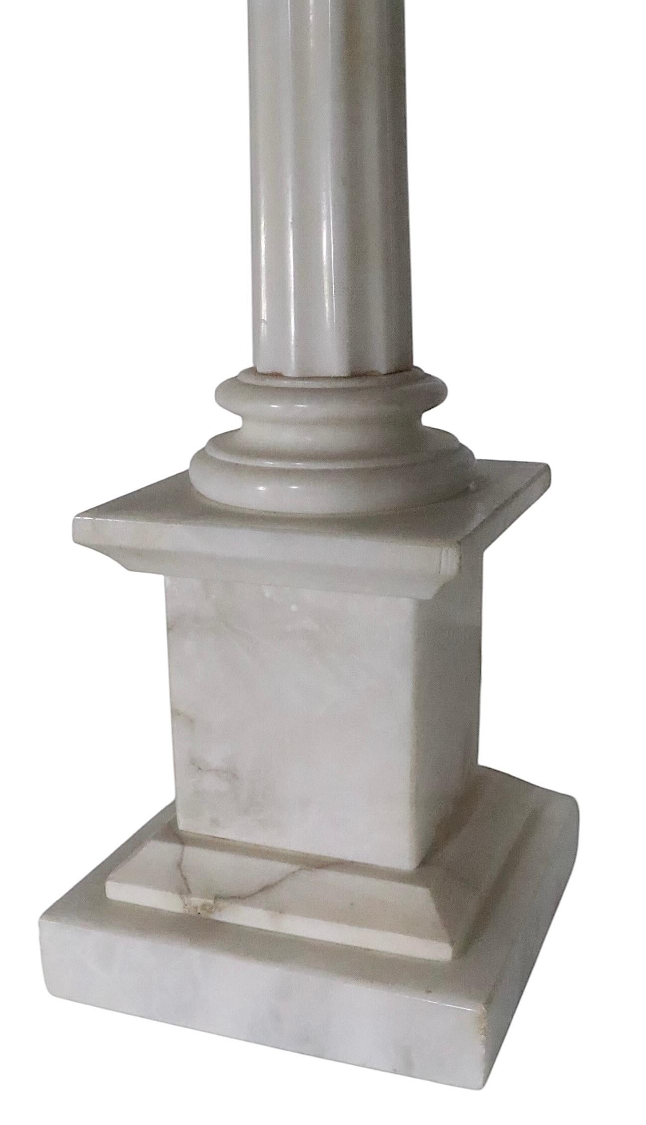 Pr. Classical Style Marble Column Lamps by Wilmar Co.  Inc. 1