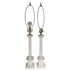 Pr. Classical Style Marble Column Lamps by Wilmar Co.  Inc.