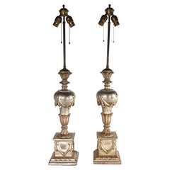 Pr. Classical Style Silver Gilt Table Lamps Att. to Palladio