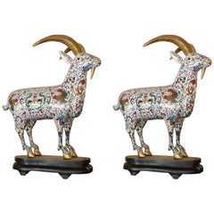 PR/Cloisonne Antique Pair of Rams 19th Century, China