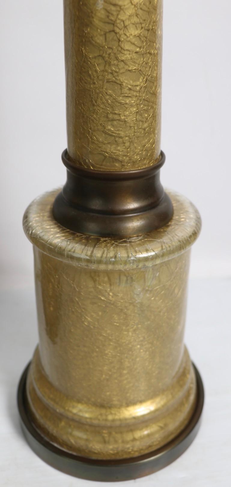 Pr. Säulenförmige Tischlampen aus Gold-Craquelée-Glas von Paul Hanson im Angebot 5