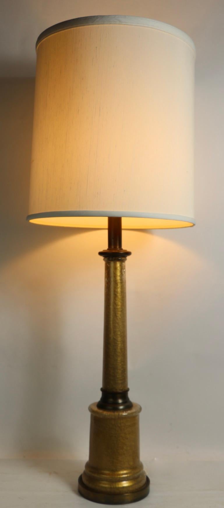 Pr. Säulenförmige Tischlampen aus Gold-Craquelée-Glas von Paul Hanson im Angebot 8