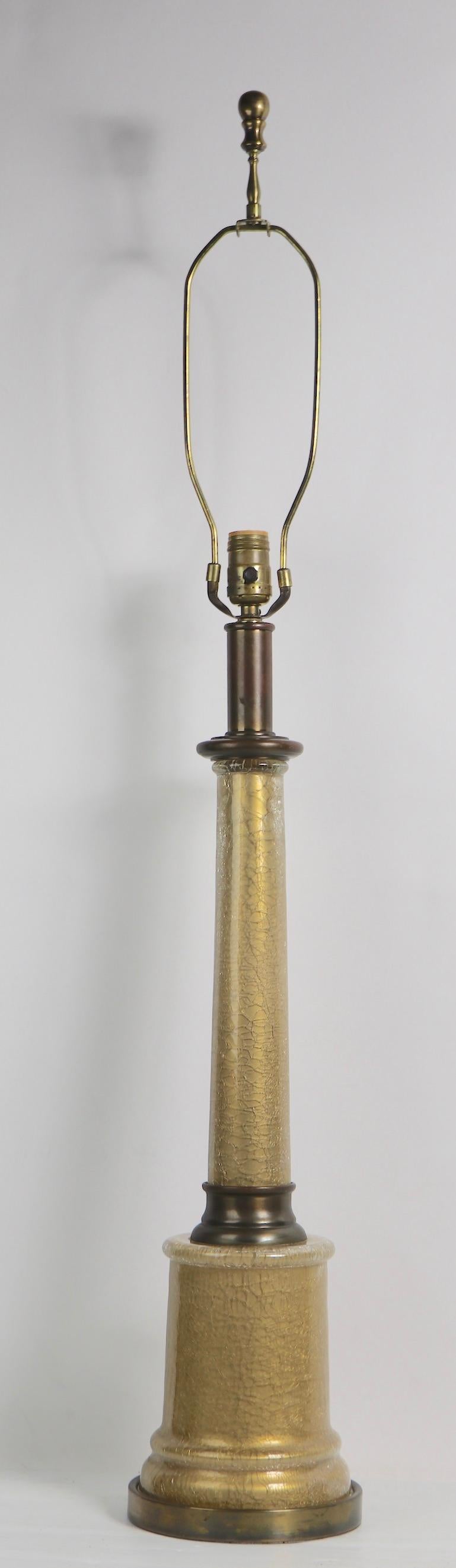 Pr. Säulenförmige Tischlampen aus Gold-Craquelée-Glas von Paul Hanson (Moderne der Mitte des Jahrhunderts) im Angebot