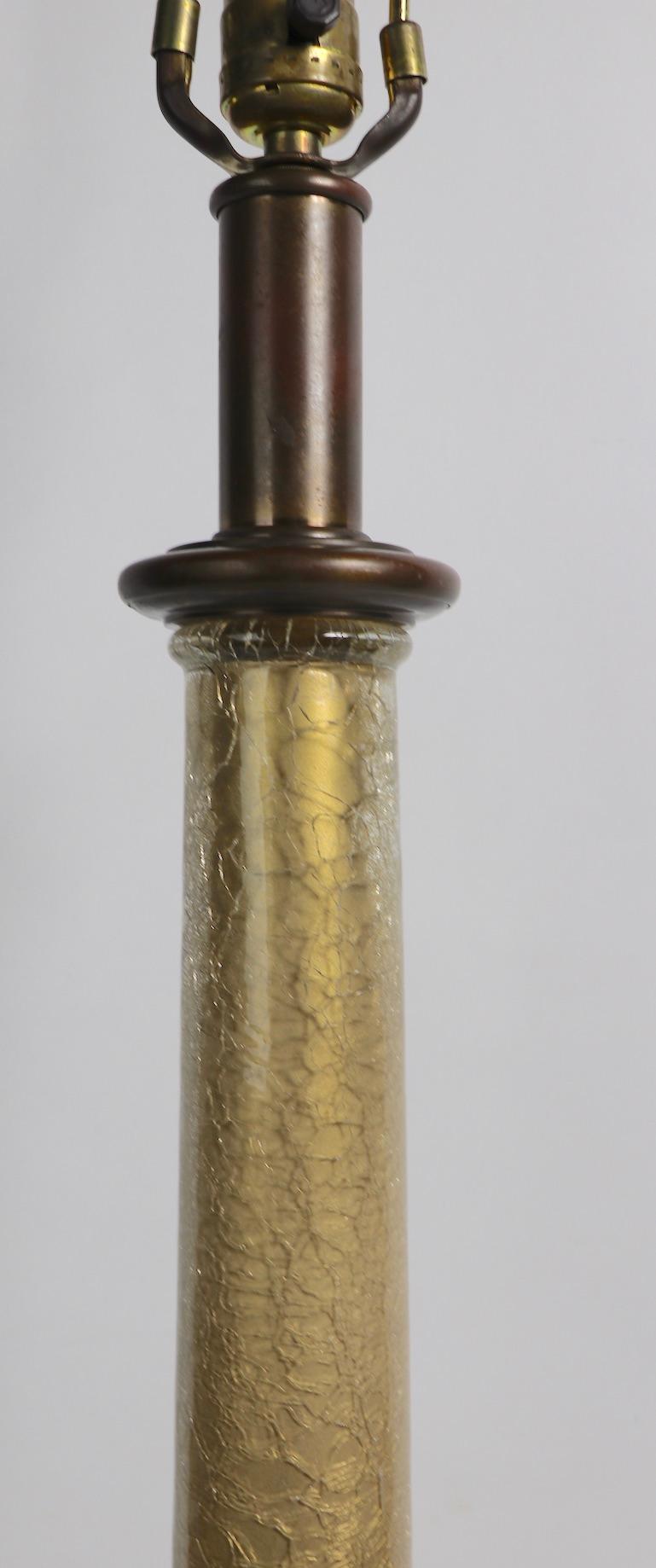 Pr. Säulenförmige Tischlampen aus Gold-Craquelée-Glas von Paul Hanson im Zustand „Gut“ im Angebot in New York, NY