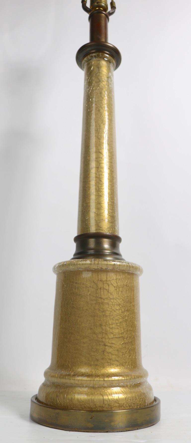 Pr. Säulenförmige Tischlampen aus Gold-Craquelée-Glas von Paul Hanson im Angebot 1